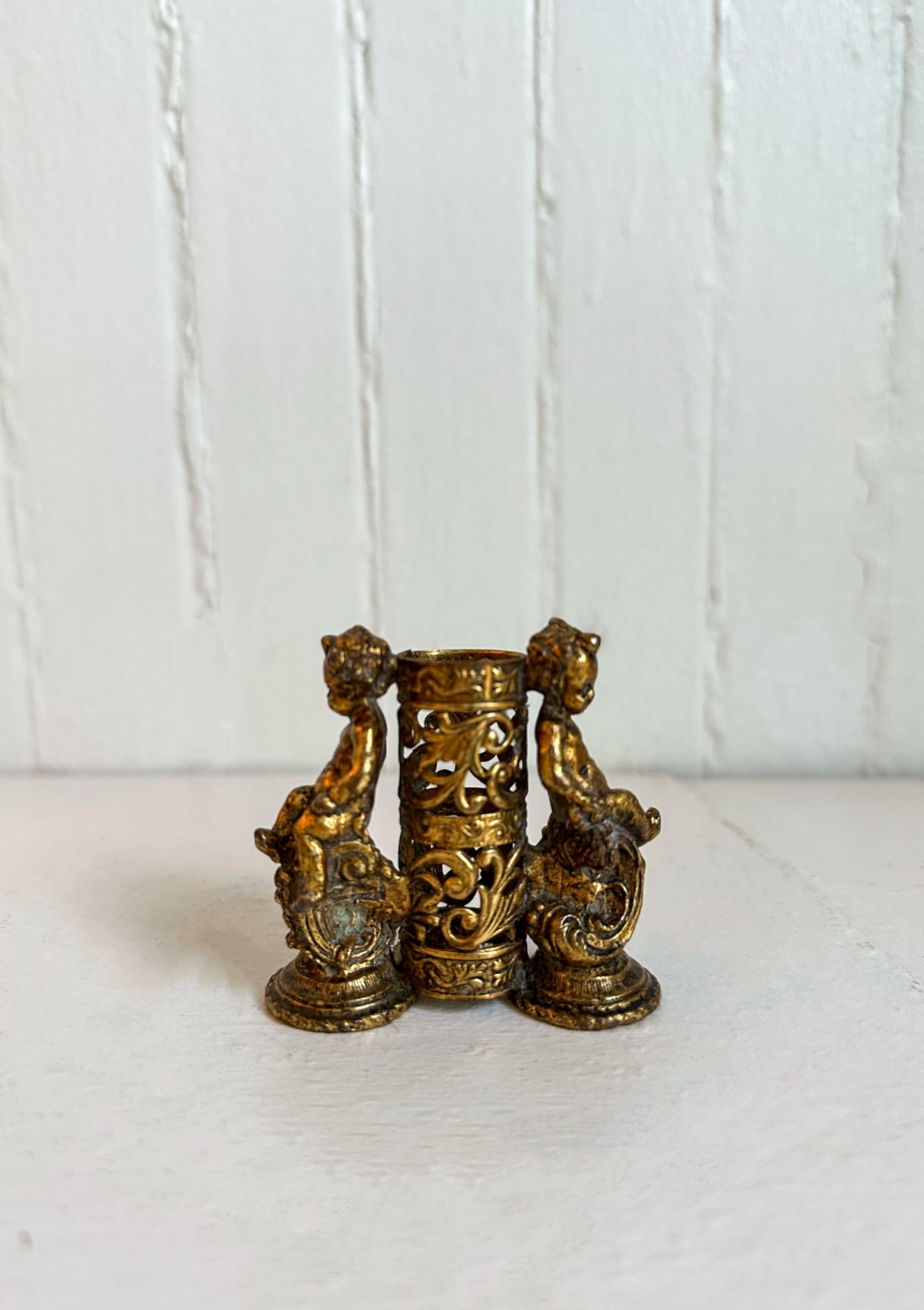 Vintage Gold Cherub Lipstick Holder