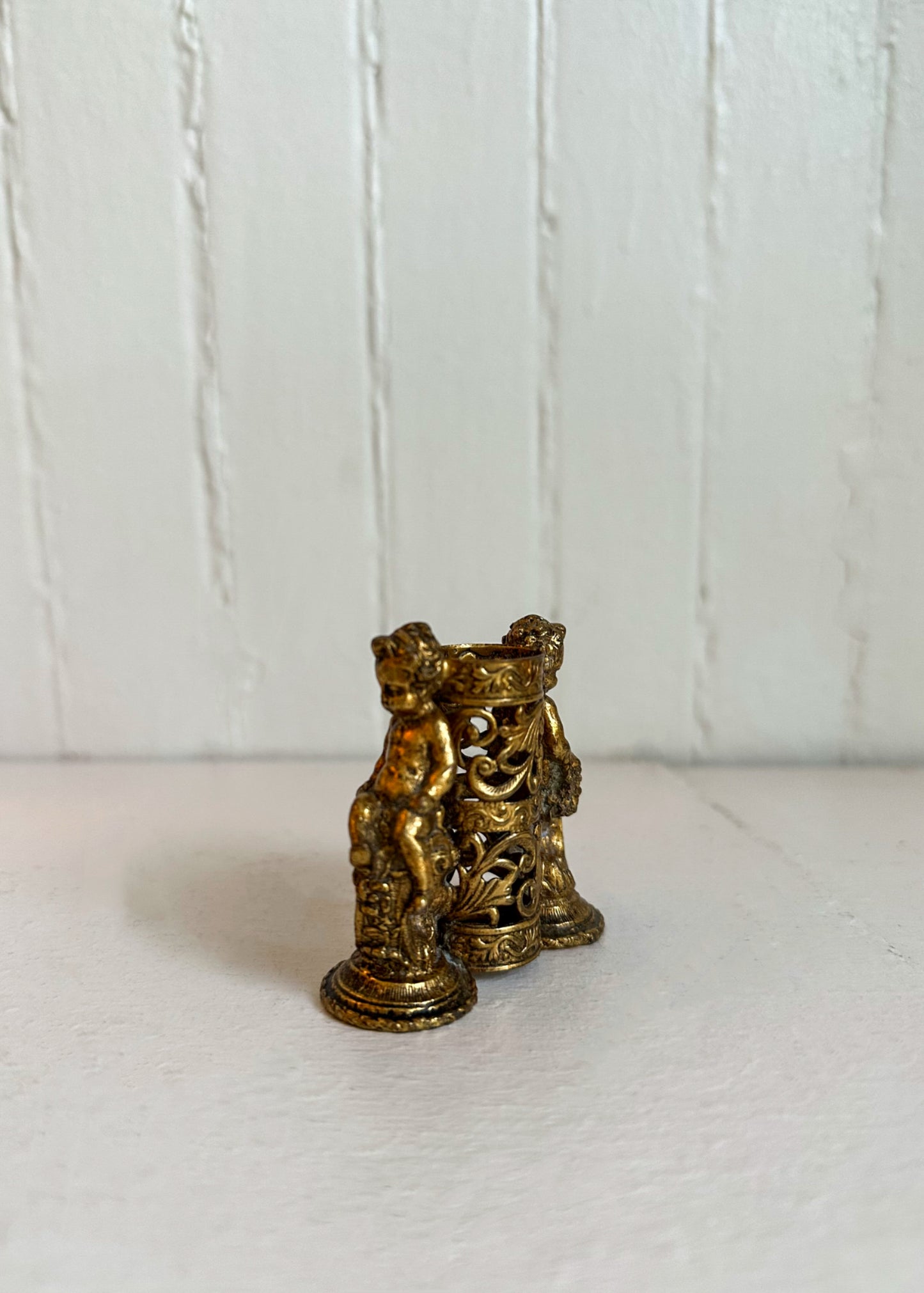 Vintage Gold Cherub Lipstick Holder