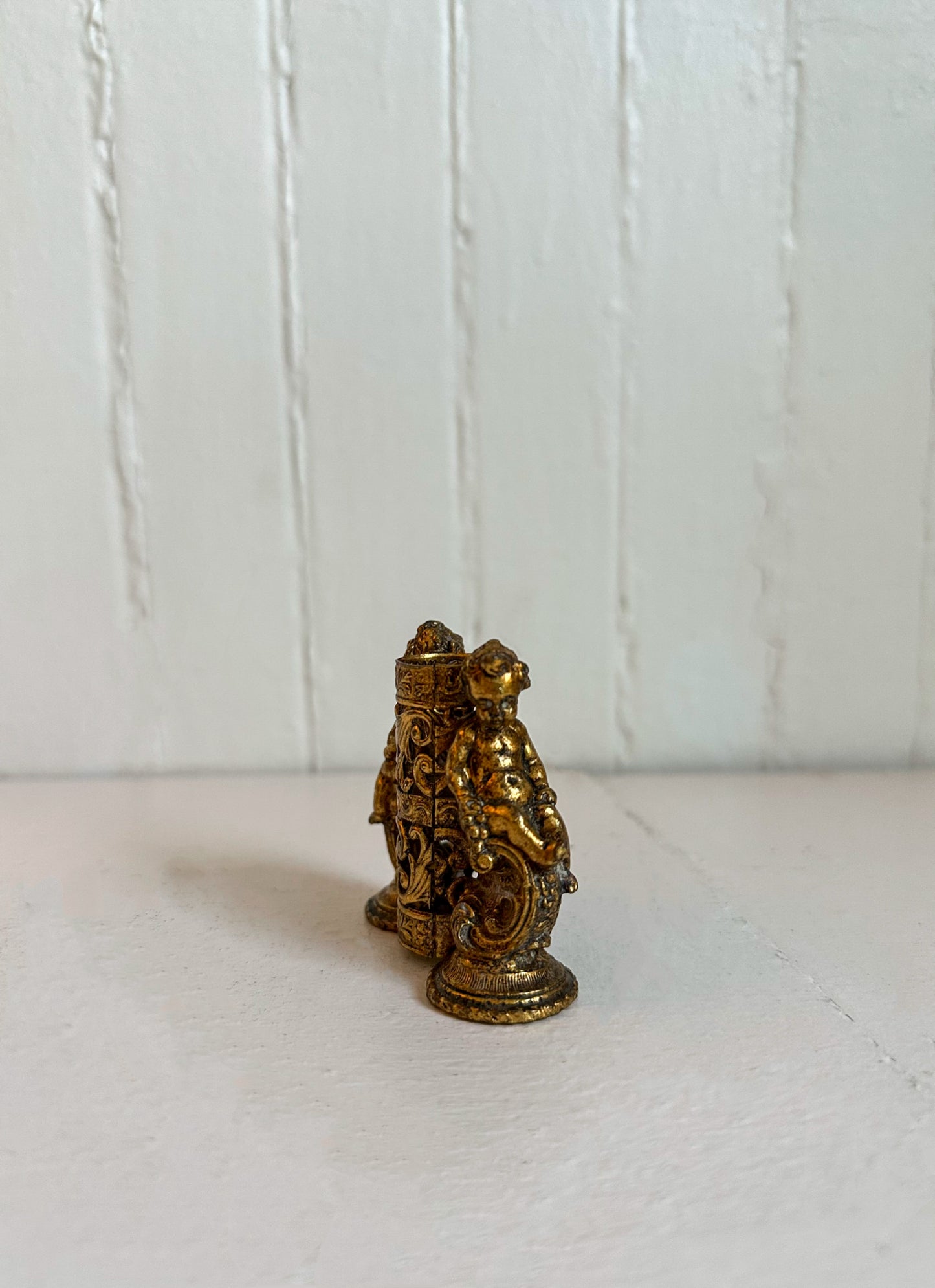 Vintage Gold Cherub Lipstick Holder