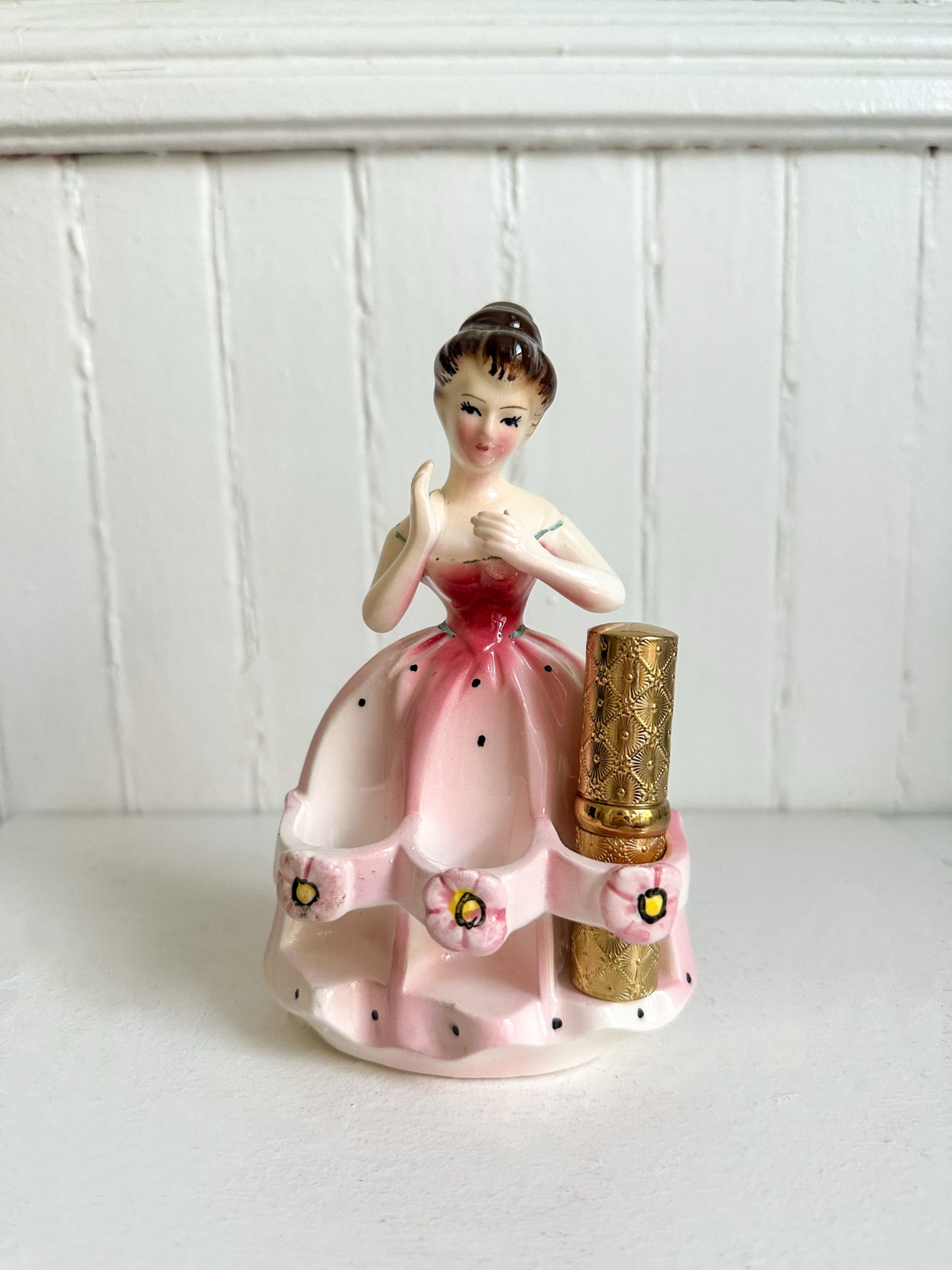 Vintage Victorian Lady Pink Lipstick Holder