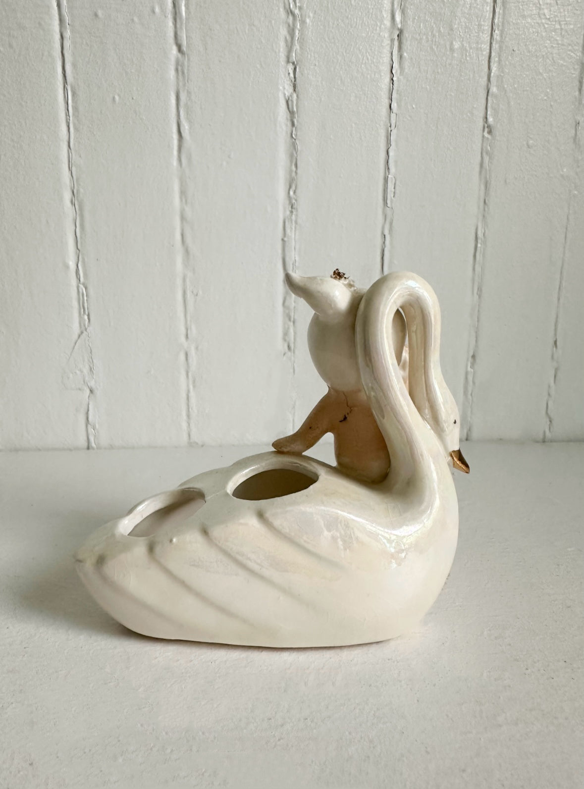 Vintage Girl with Swan Lipstick Holder