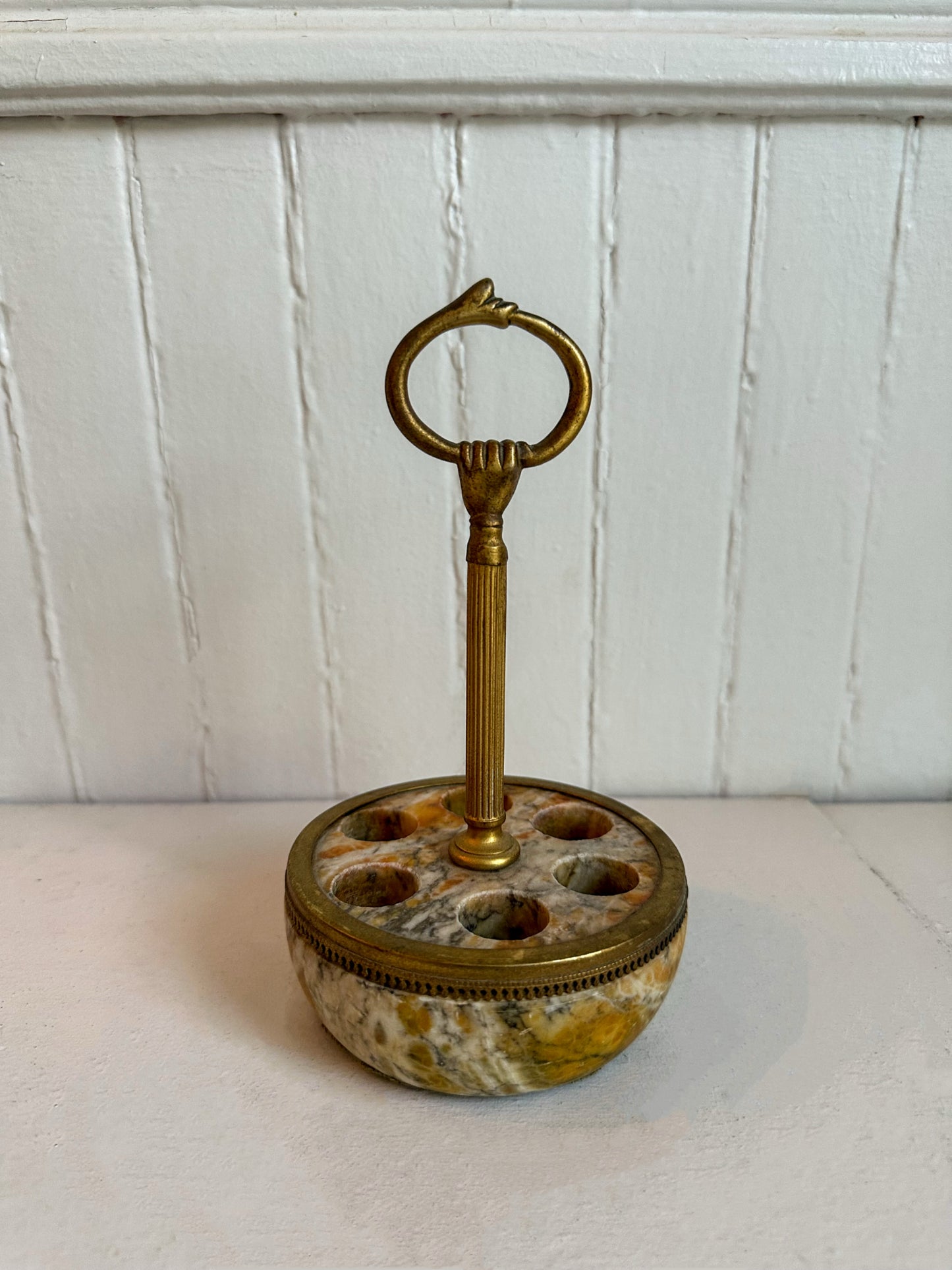 Vintage Marble and Brass Lipstick Holder
