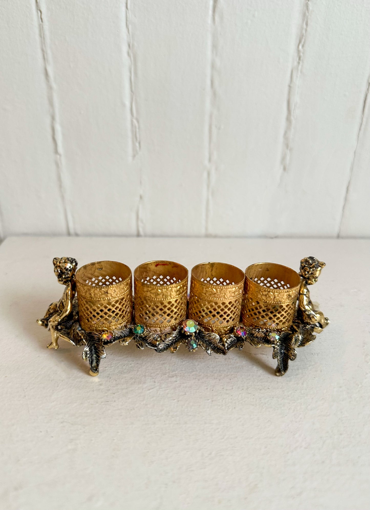 Vintage Cherub Jeweled Lipstick Holder