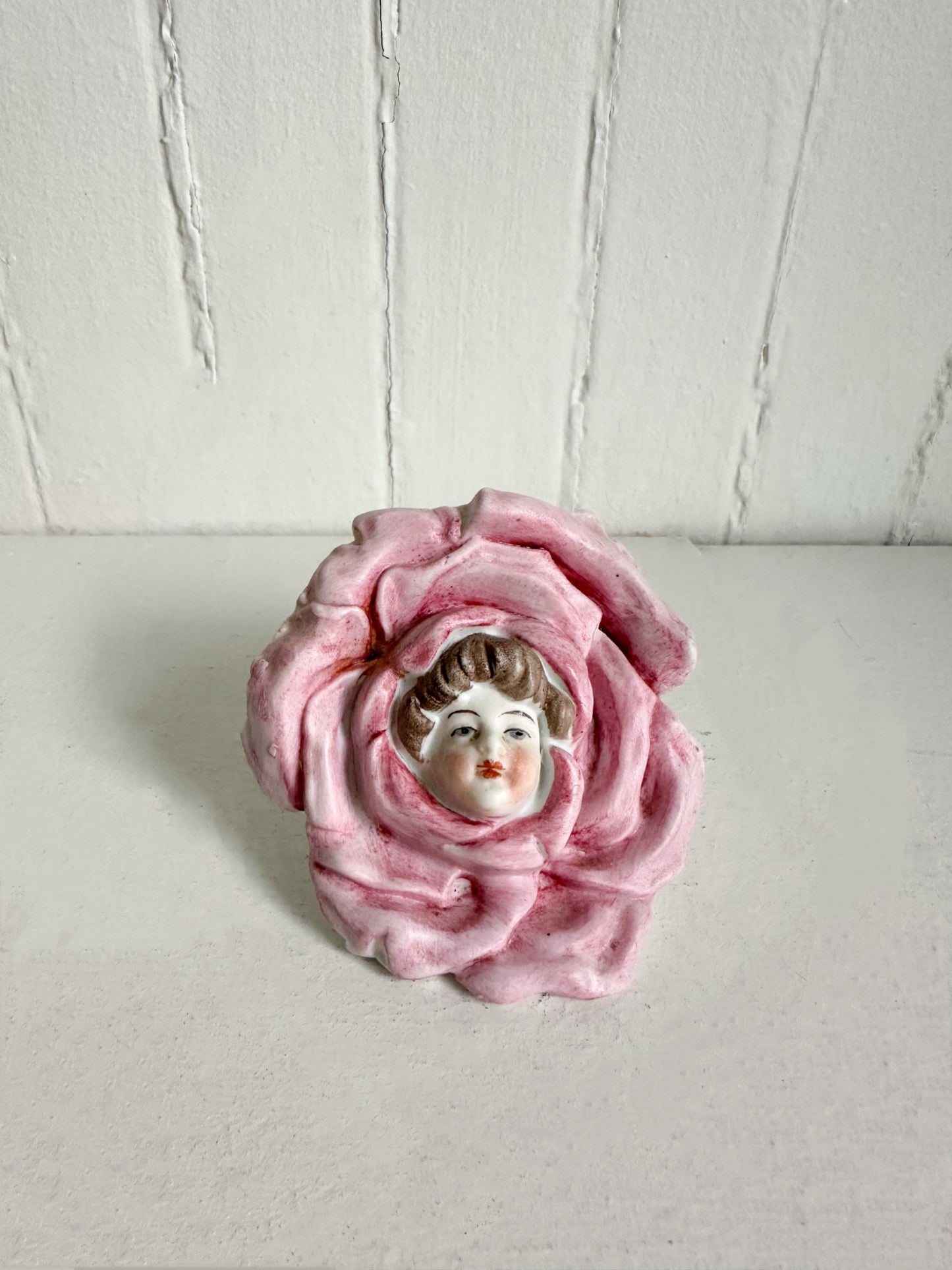 Vintage Anthropomorphic Rose Flower Girl Lipstick Holder