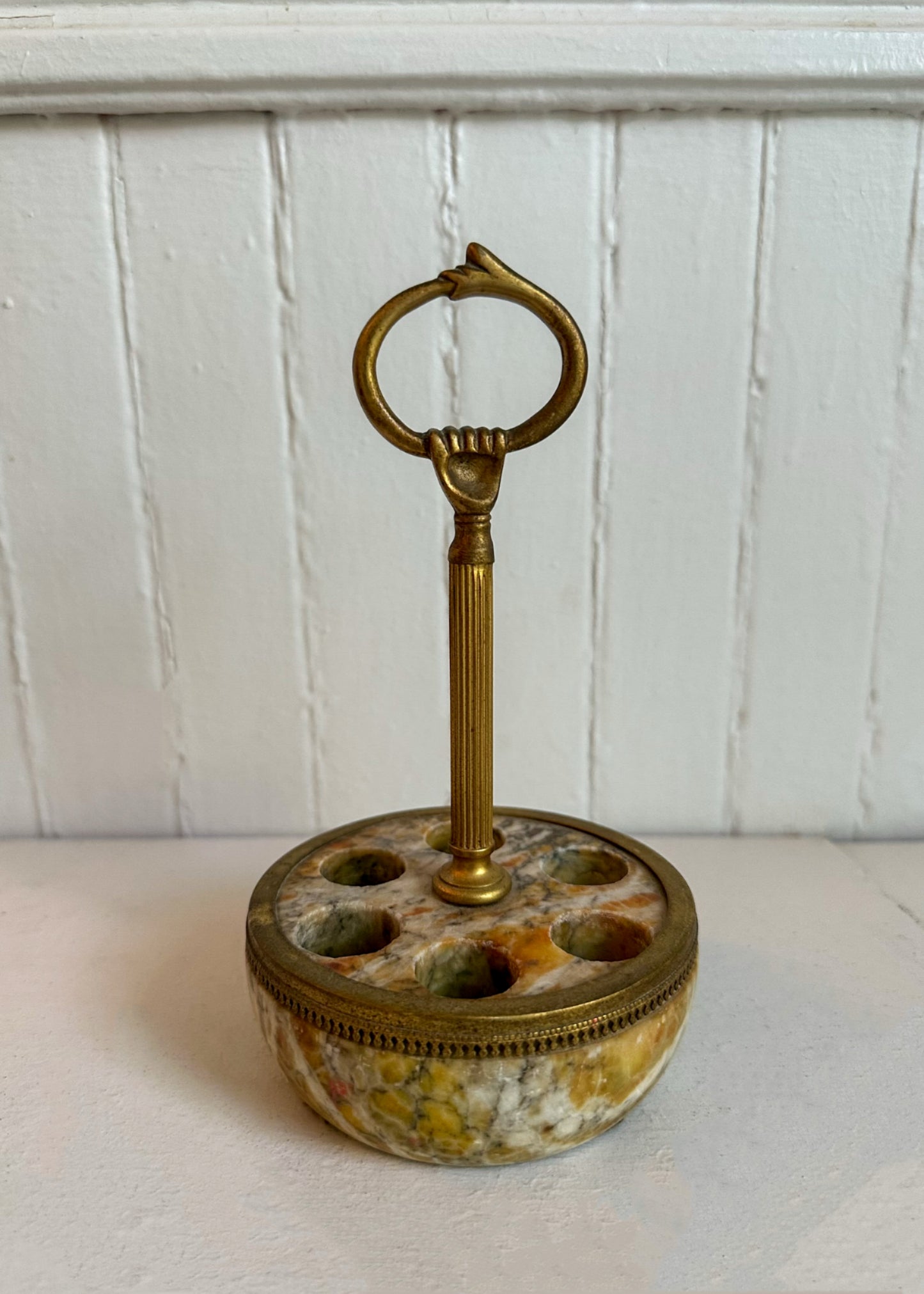 Vintage Marble and Brass Lipstick Holder