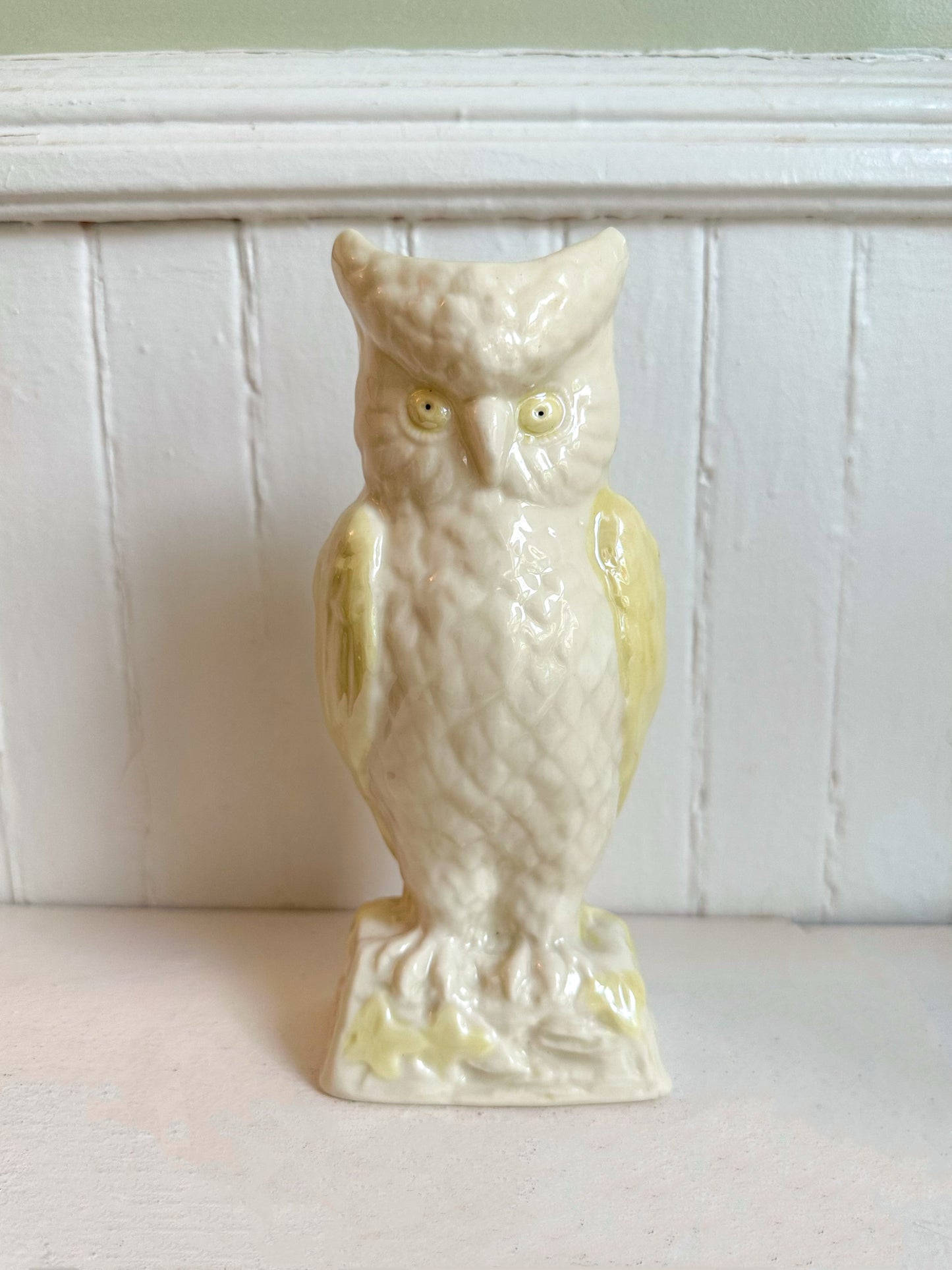 Vintage Belleek Irish Porcelain Owl Planter