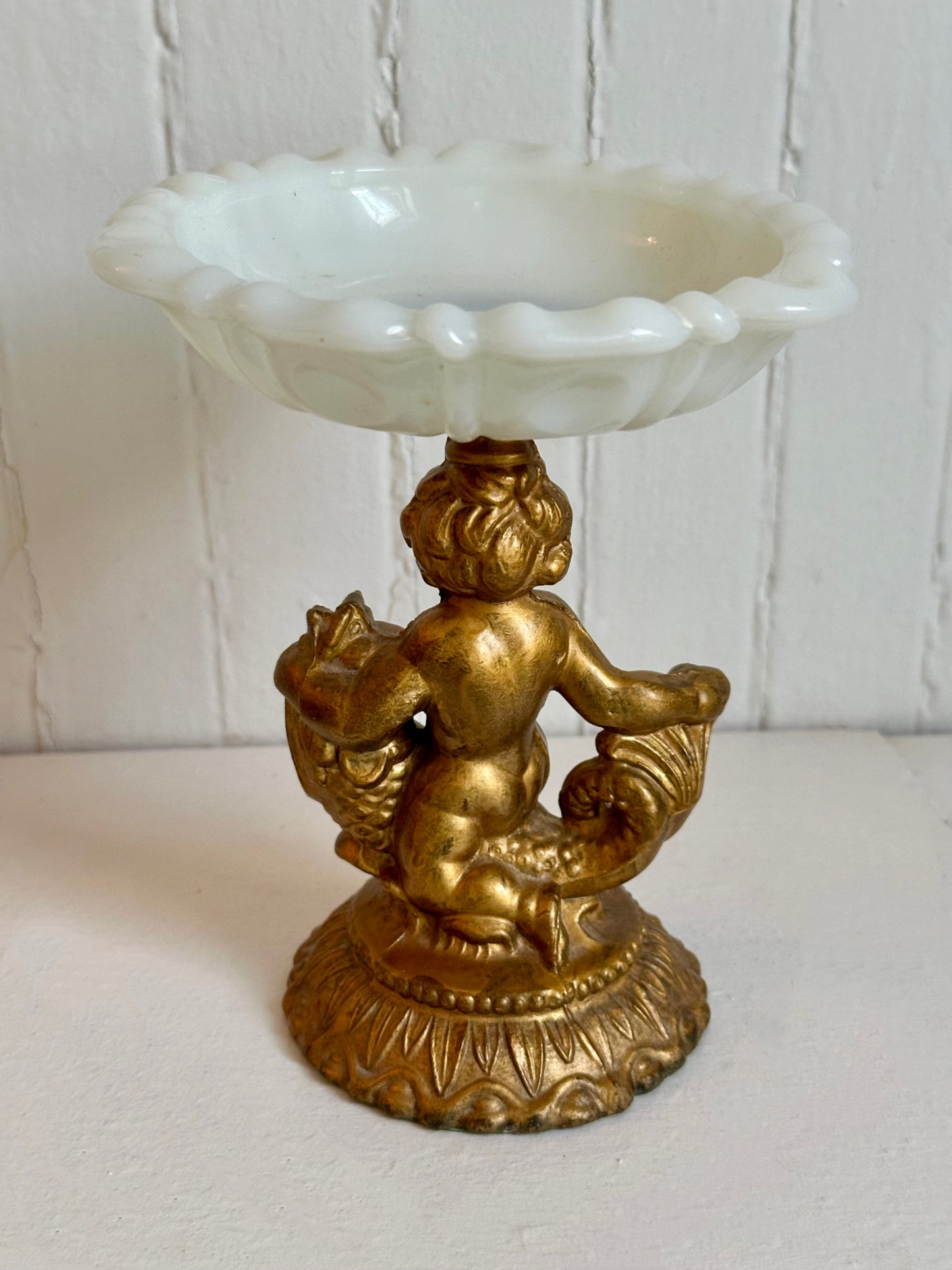 Vintage Cherub with Dolphin Dish