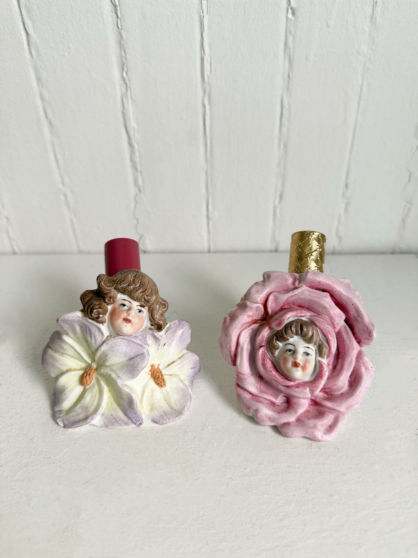 Vintage Anthropomorphic Rose Flower Girl Lipstick Holder