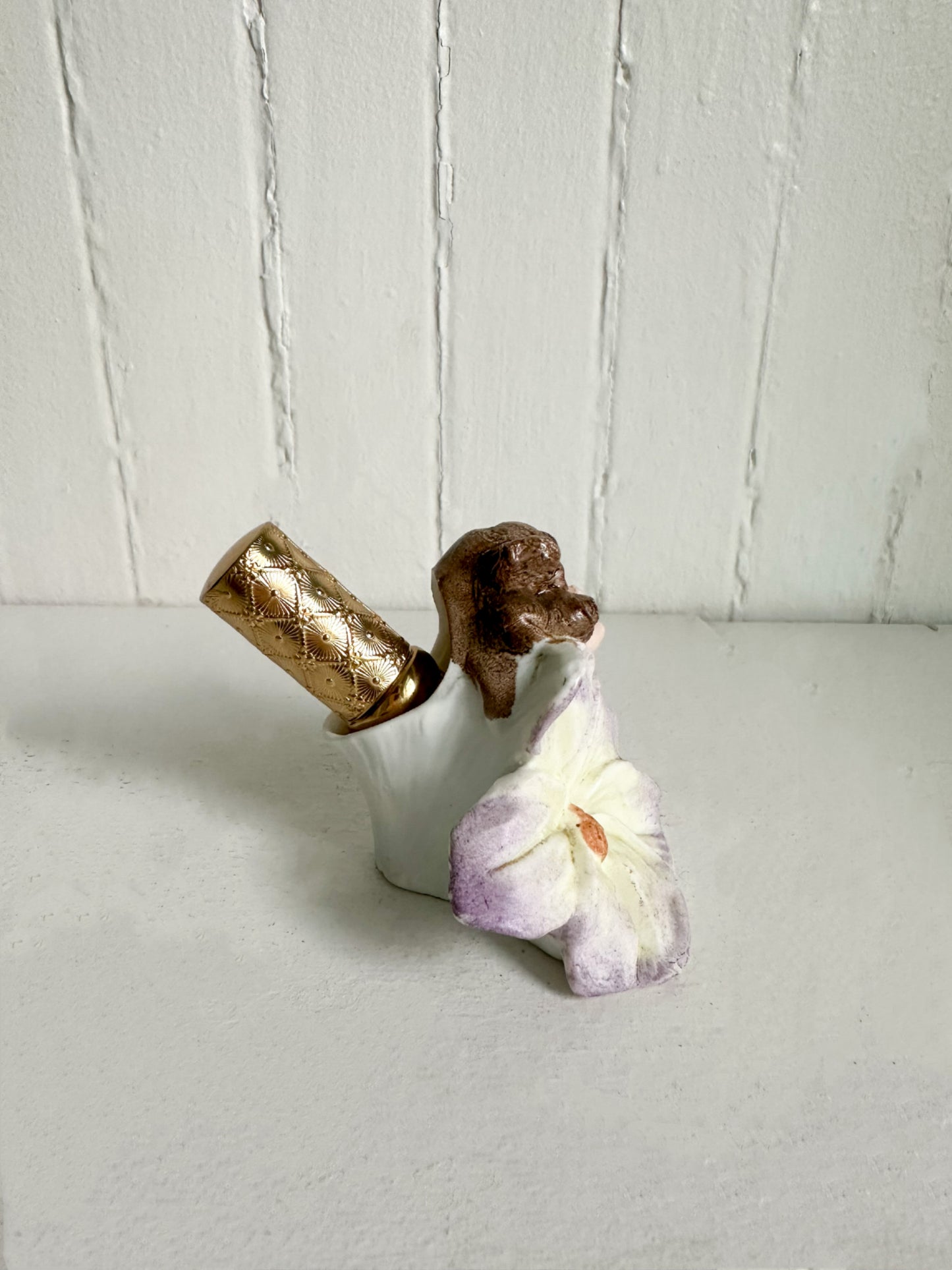 Vintage Anthropomorphic Flower Girl Lipstick Holder
