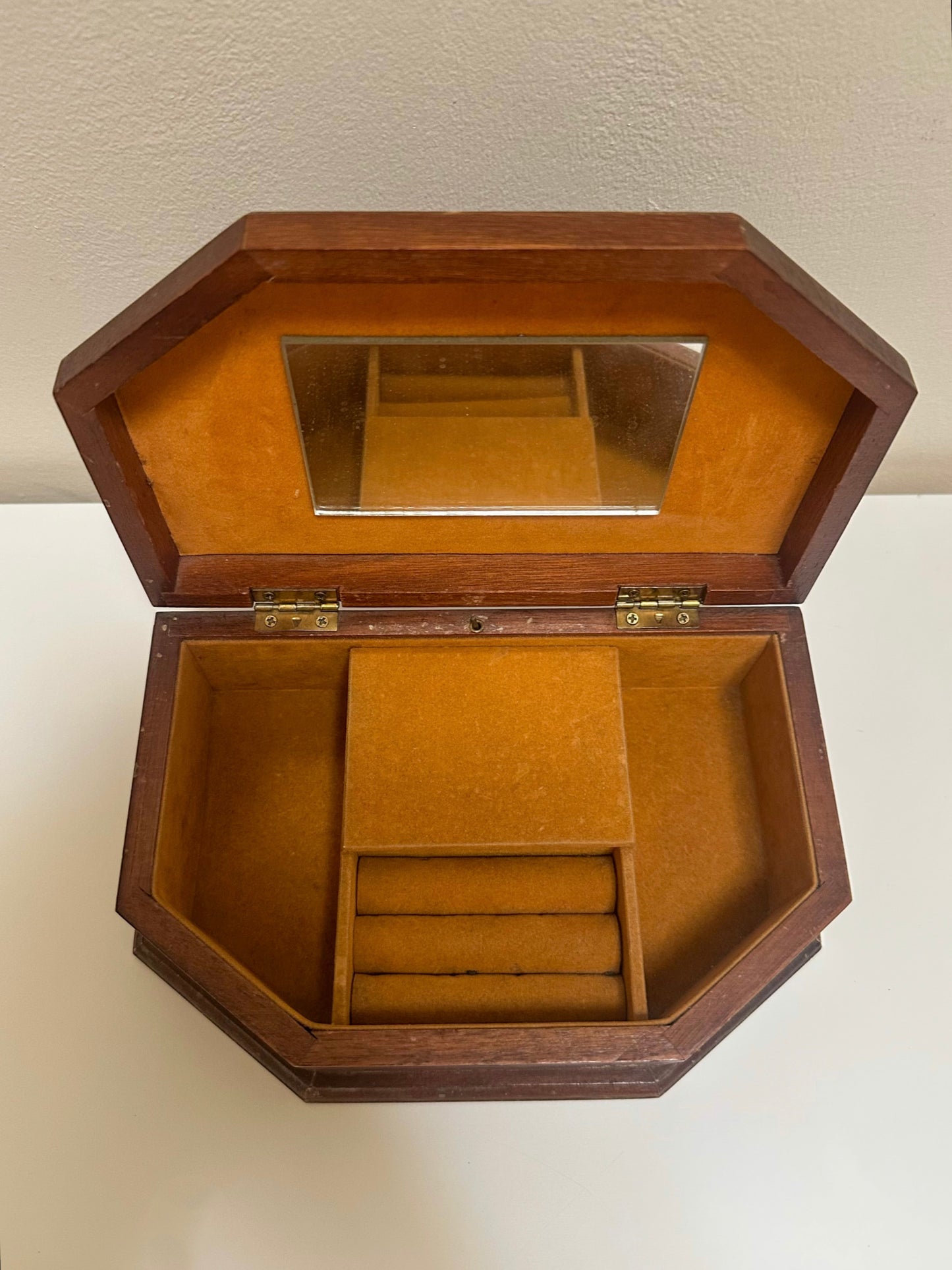 Vintage Floral Wood Jewelry Box