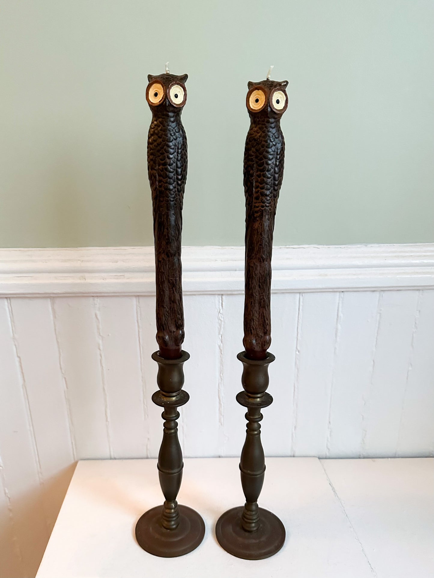 Vintage Owl Taper Candles
