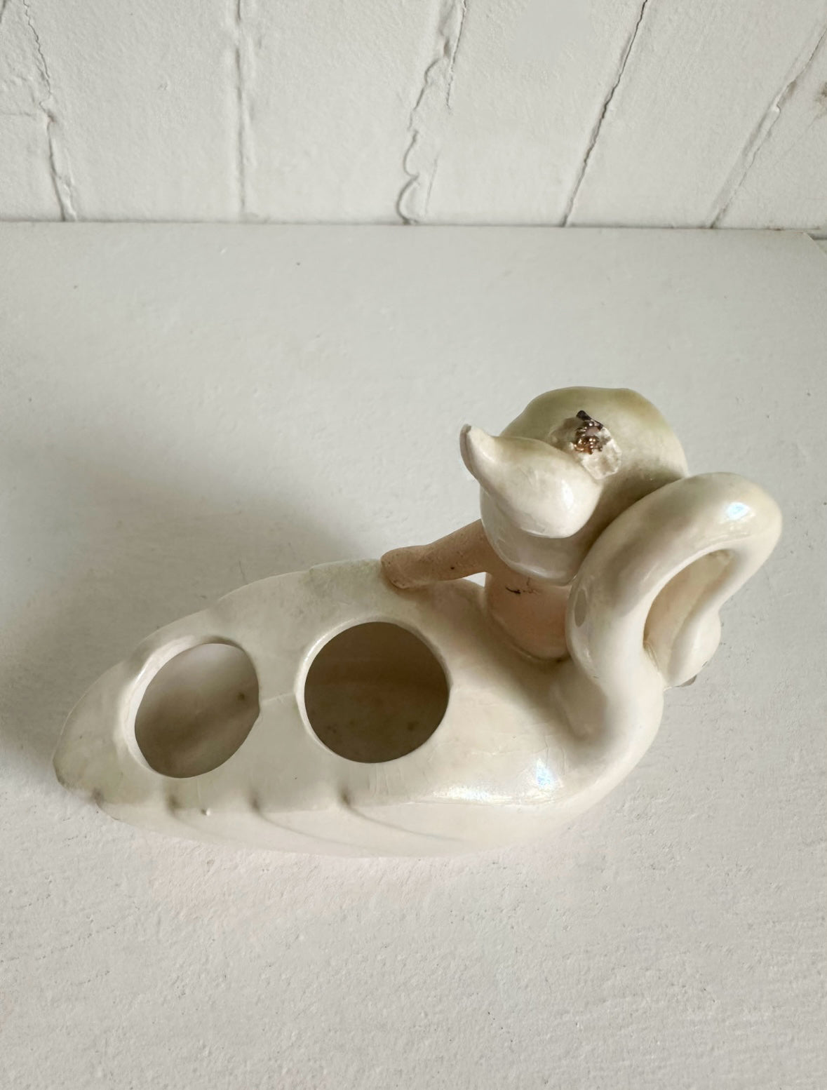 Vintage Girl with Swan Lipstick Holder