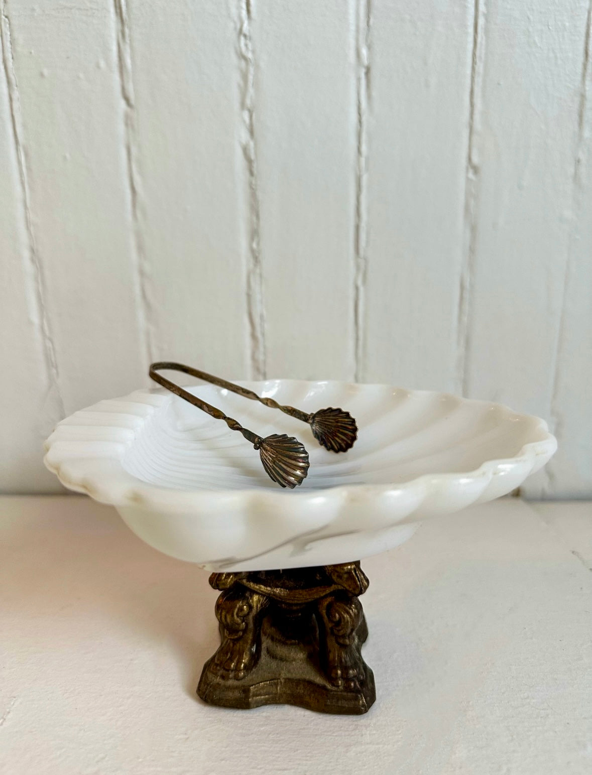 Vintage Milk Glass Shell Dish