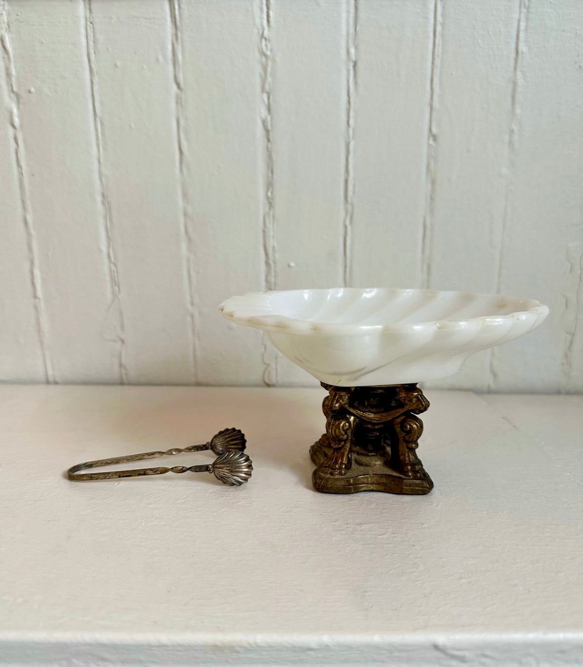 Vintage Milk Glass Shell Dish
