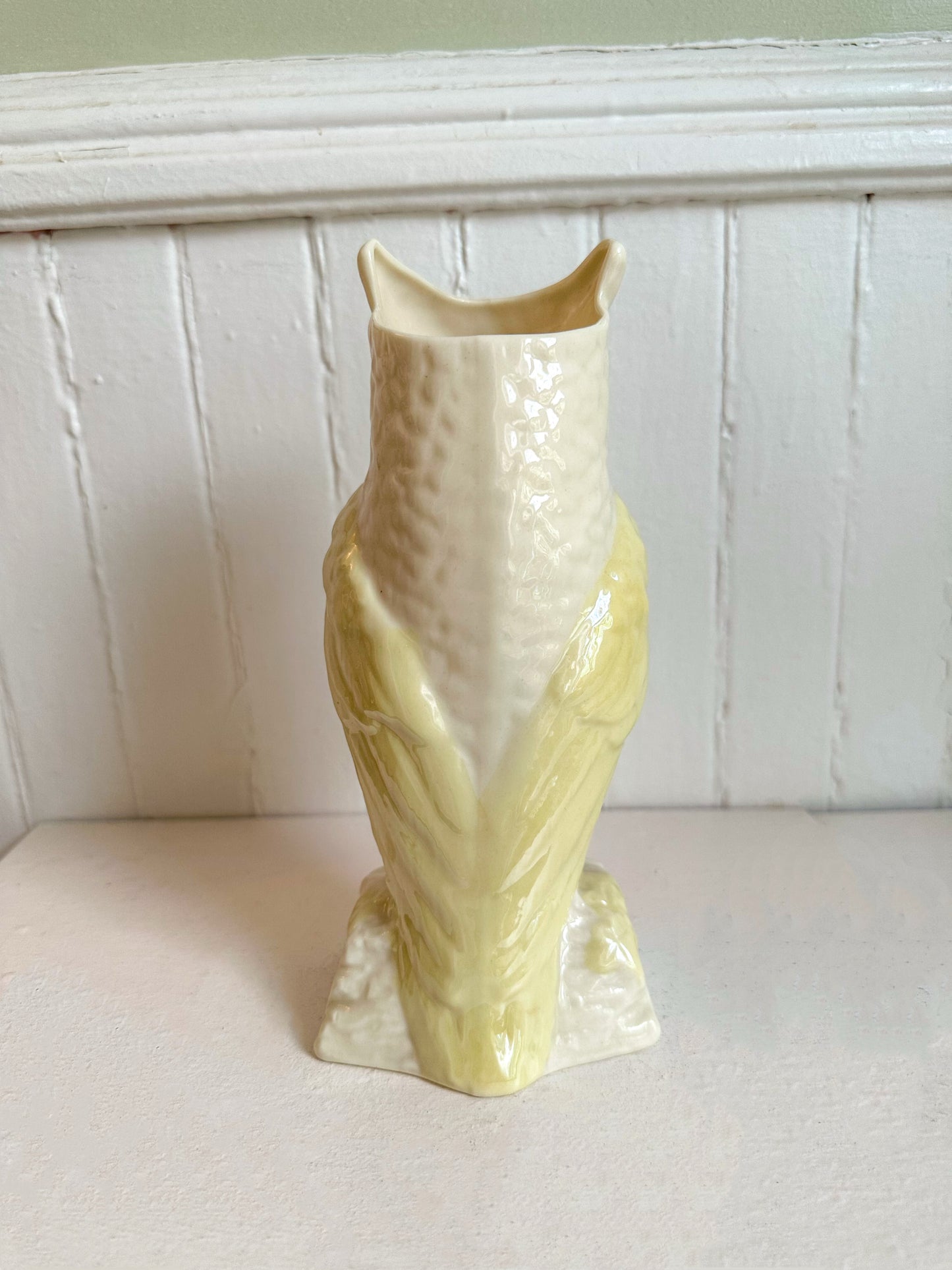 Vintage Belleek Irish Porcelain Owl Planter