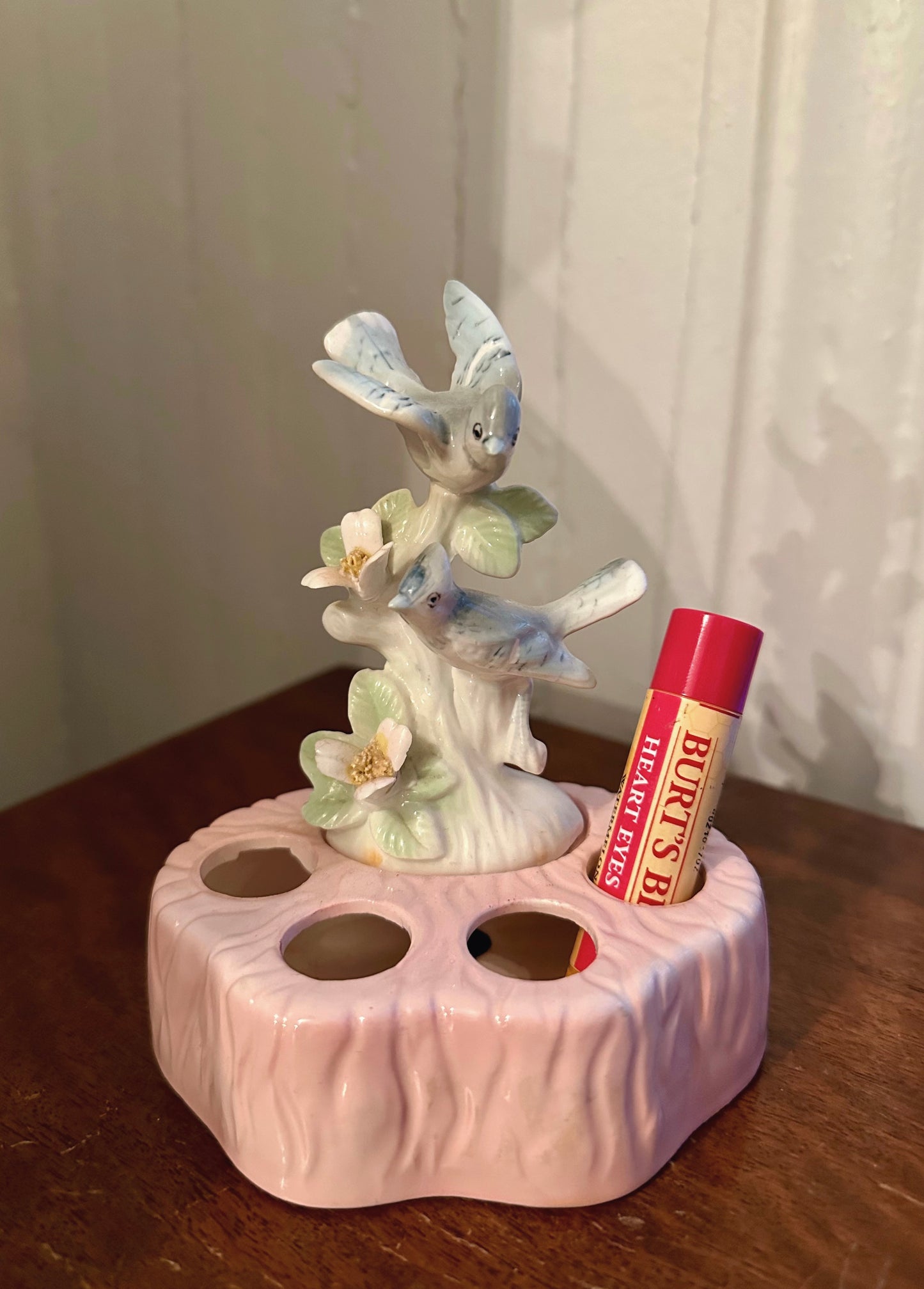 Vintage Blue Jay Lipstick Holder