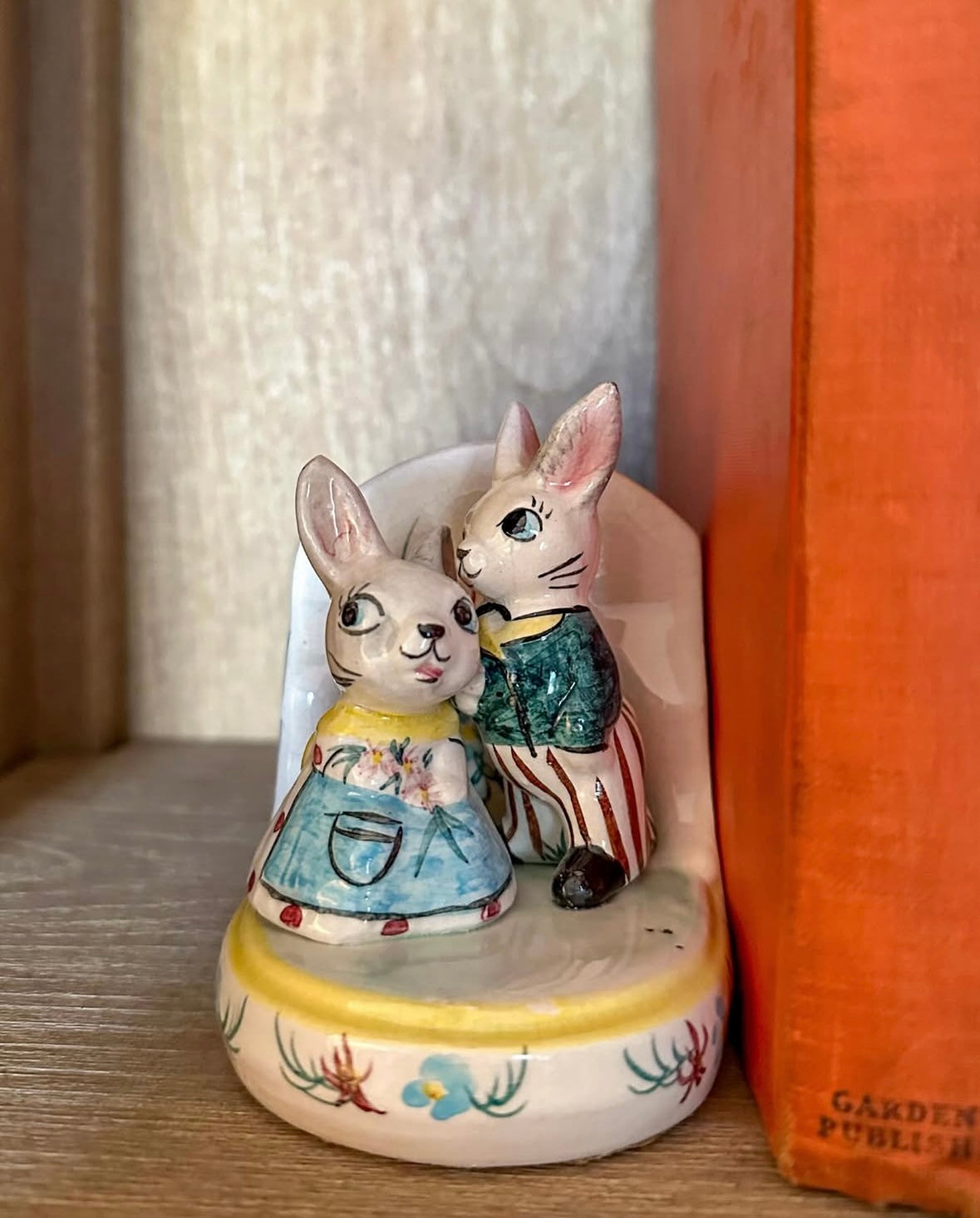 Vintage Mid-Century Ceramic Bunny Bookends