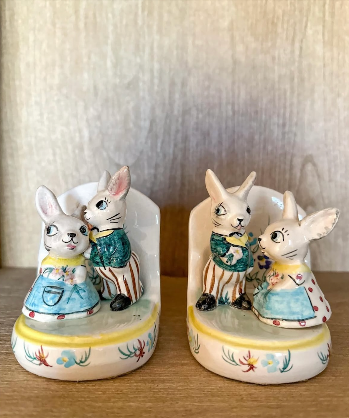 Vintage Mid-Century Ceramic Bunny Bookends