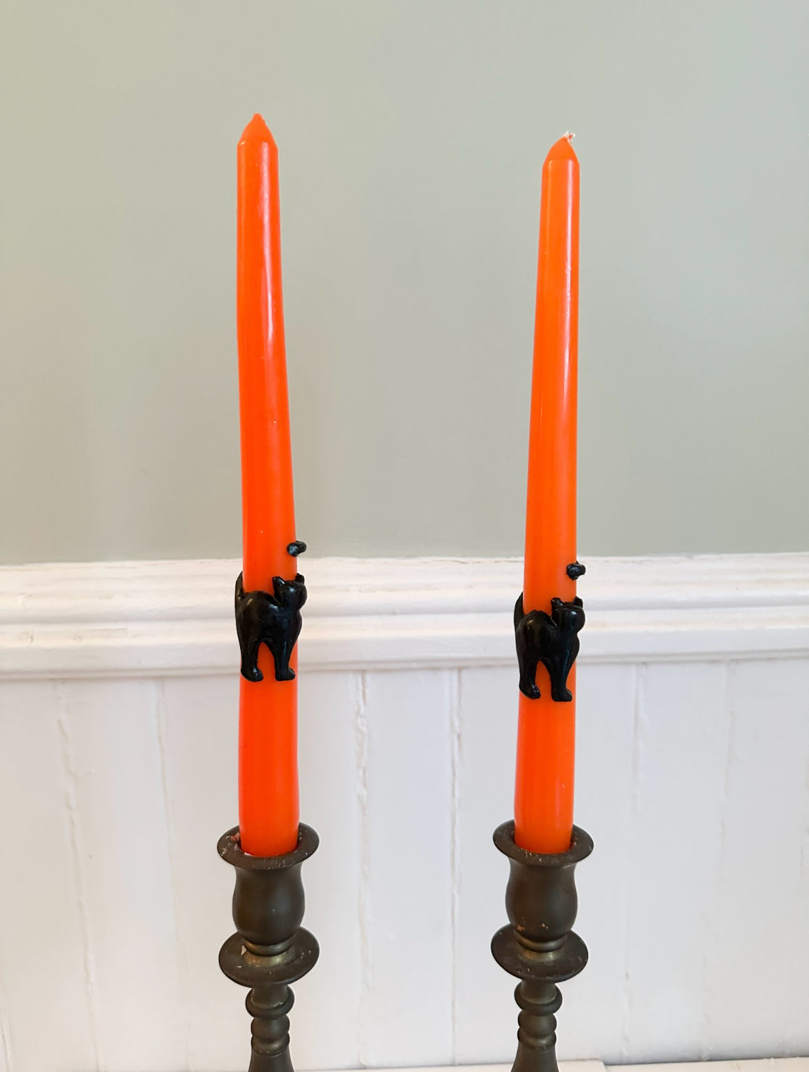 Vintage Orange Black Cat Taper Candles