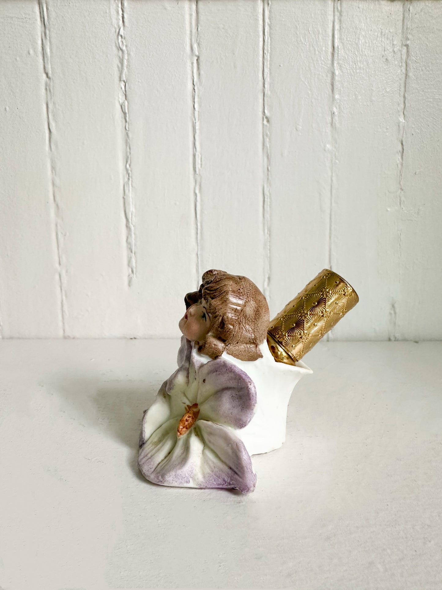 Vintage Anthropomorphic Flower Girl Lipstick Holder