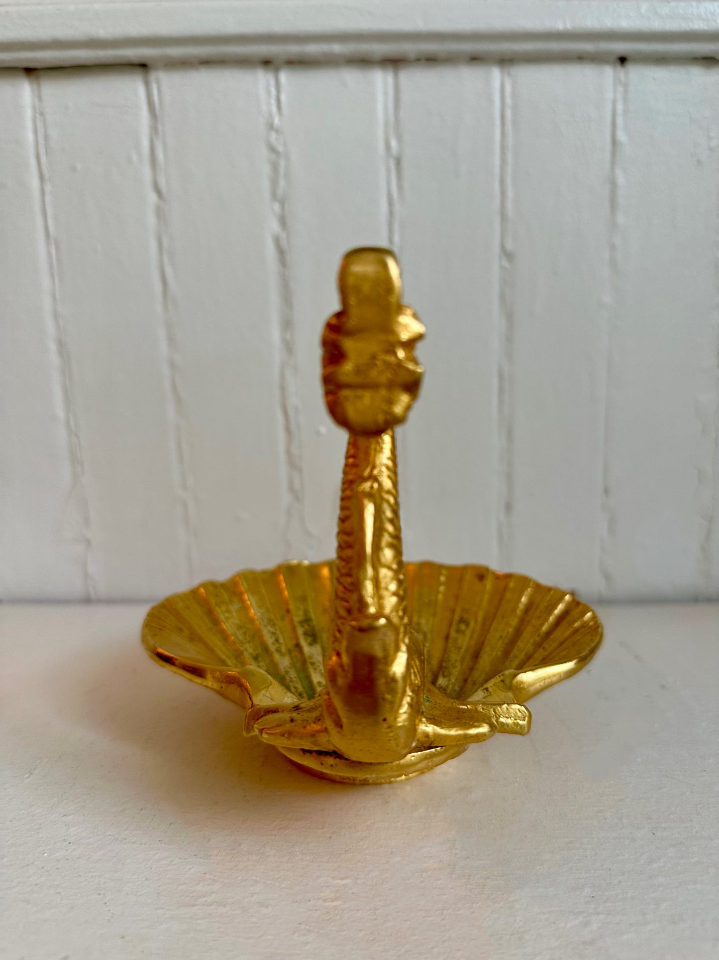 Vintage Gold Brass Koi Fish & Clam Shell Dish