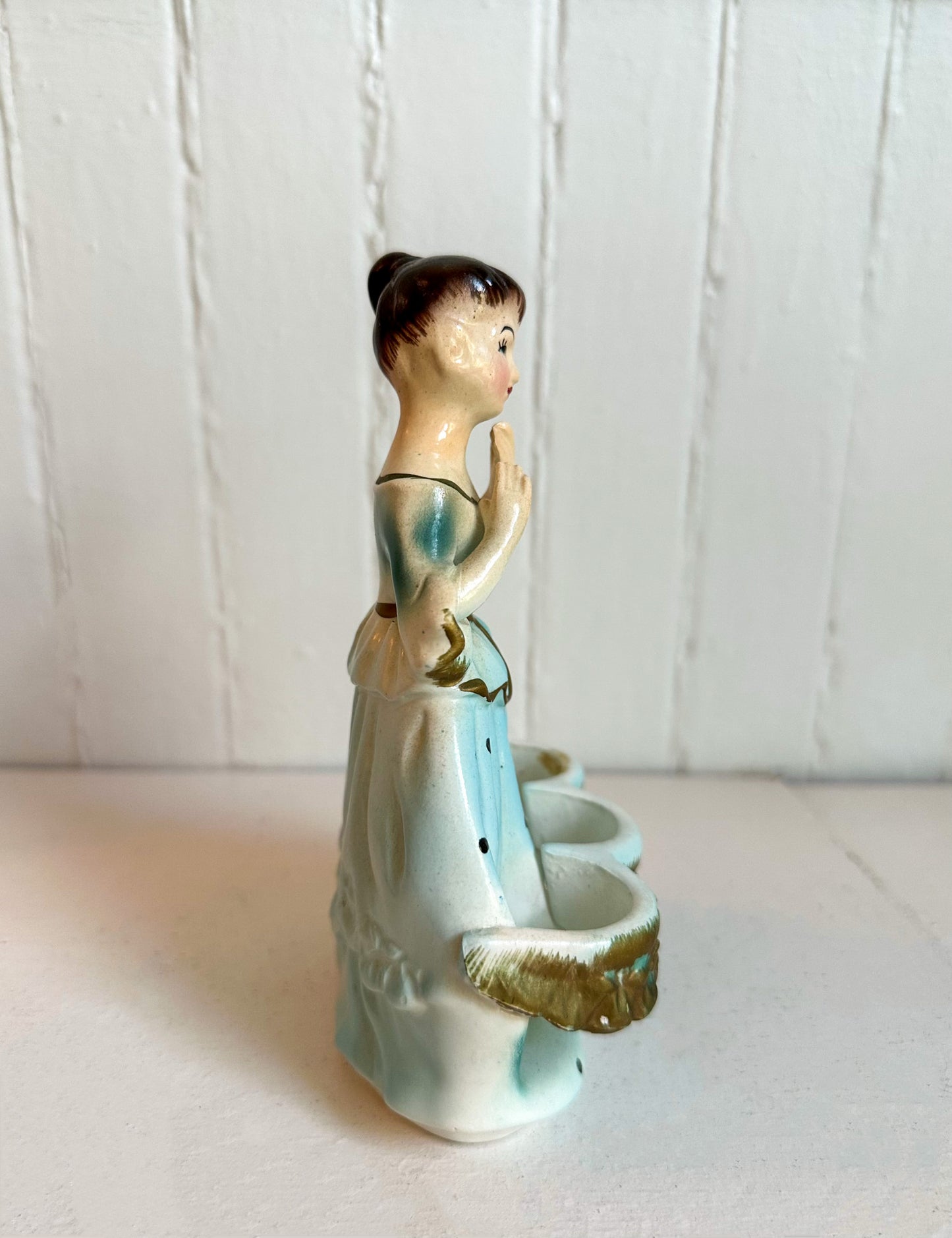 Vintage Blue Victorian Lady Lipstick Holder