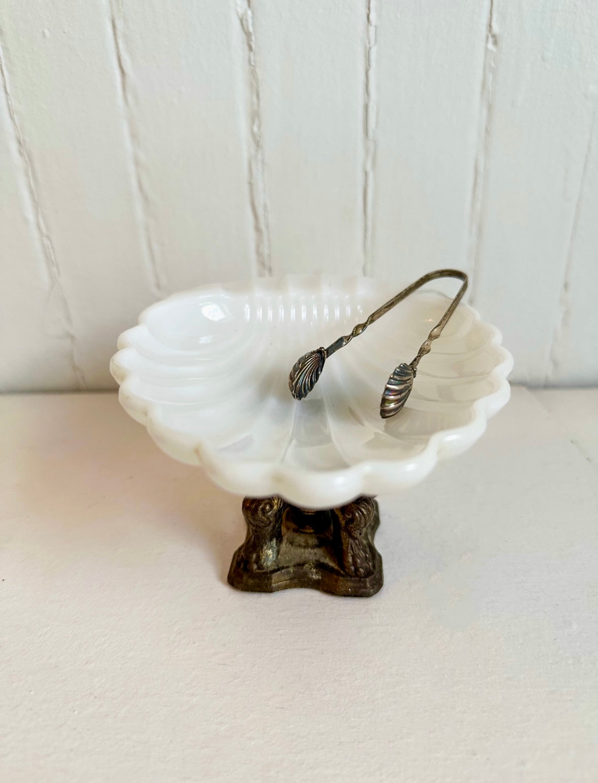 Vintage Milk Glass Shell Dish
