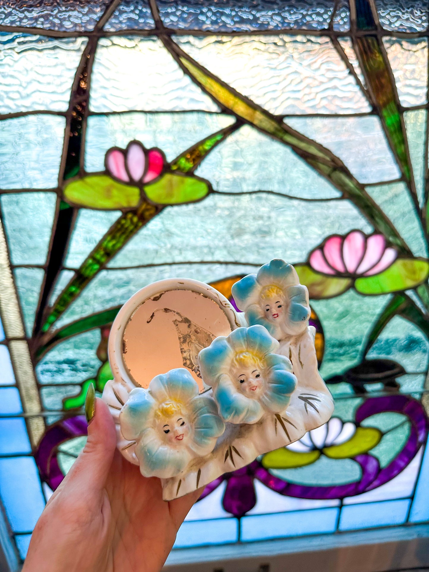 Vintage Anthropomorphic Flower Face Daisy Lipstick Holder