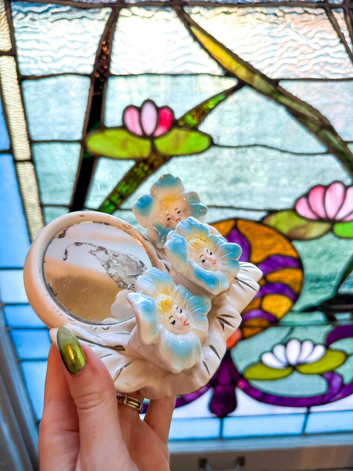 Vintage Anthropomorphic Flower Face Daisy Lipstick Holder