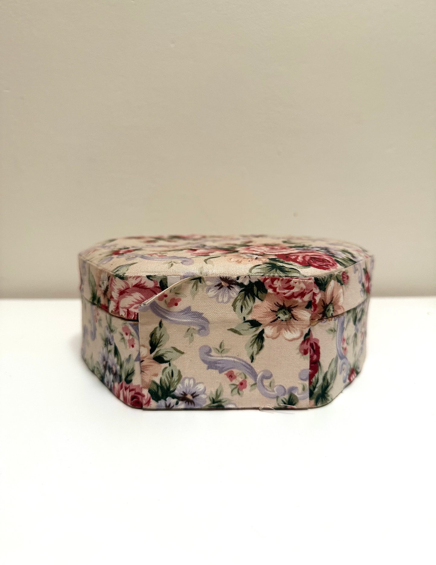 Vintage Floral Cloth Jewelry Box