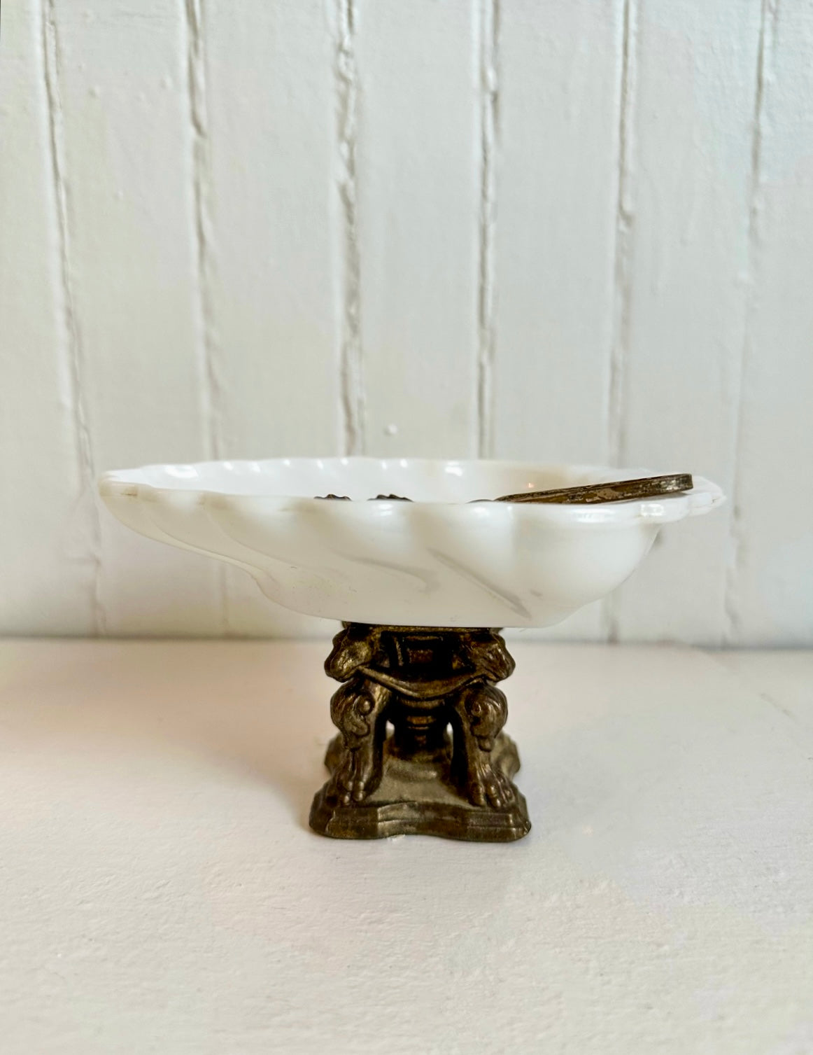 Vintage Milk Glass Shell Dish