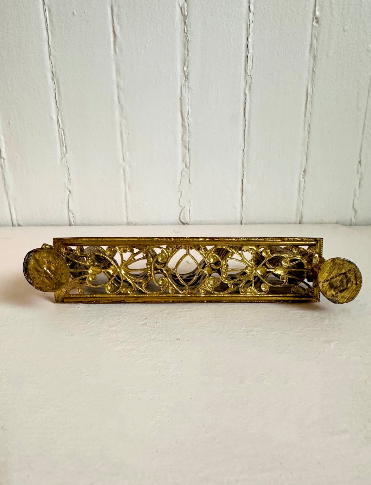 Vintage Gold Brass Cherub Lipstick Holder