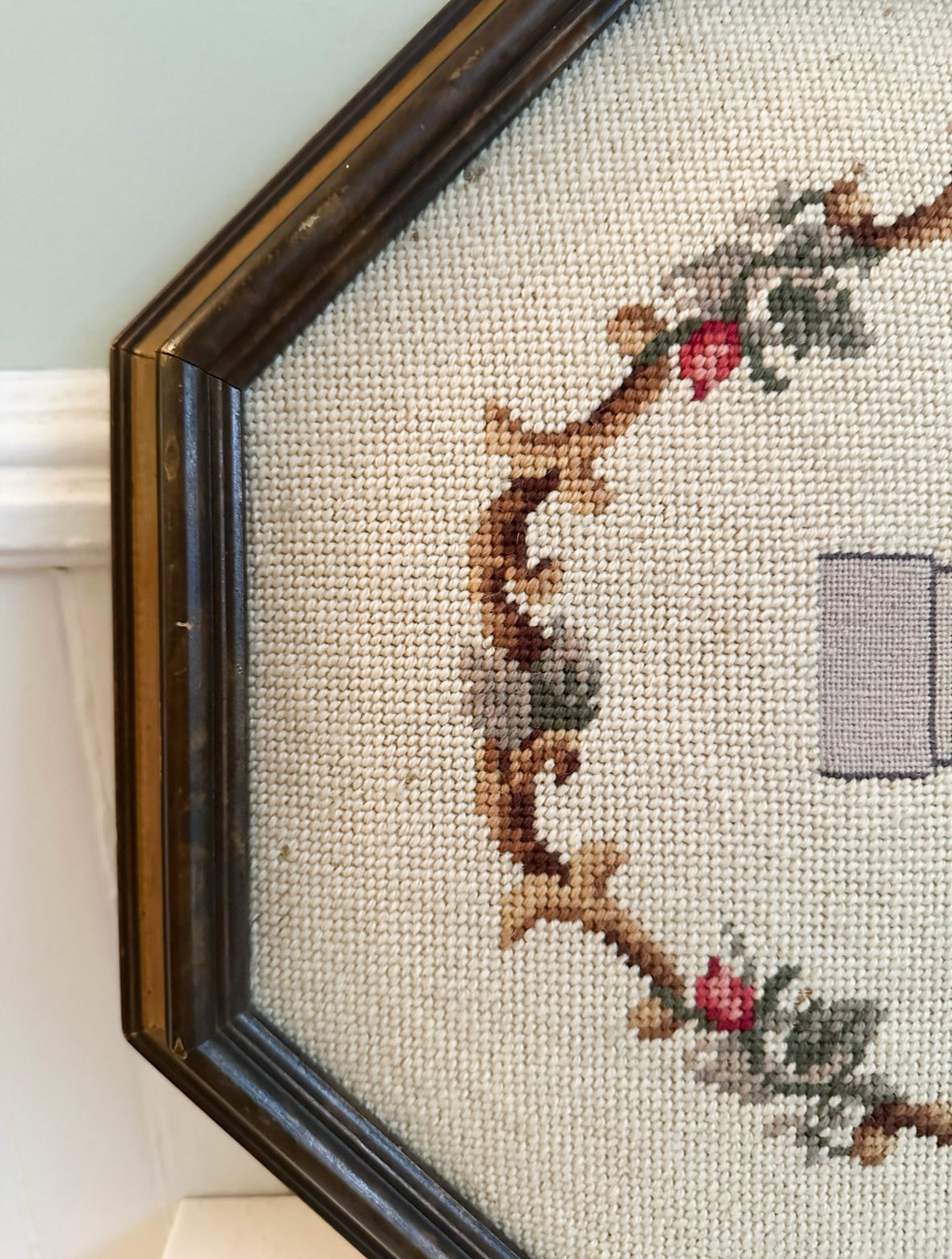 Vintage Handshake Friendship and Unity Framed Needlepoint