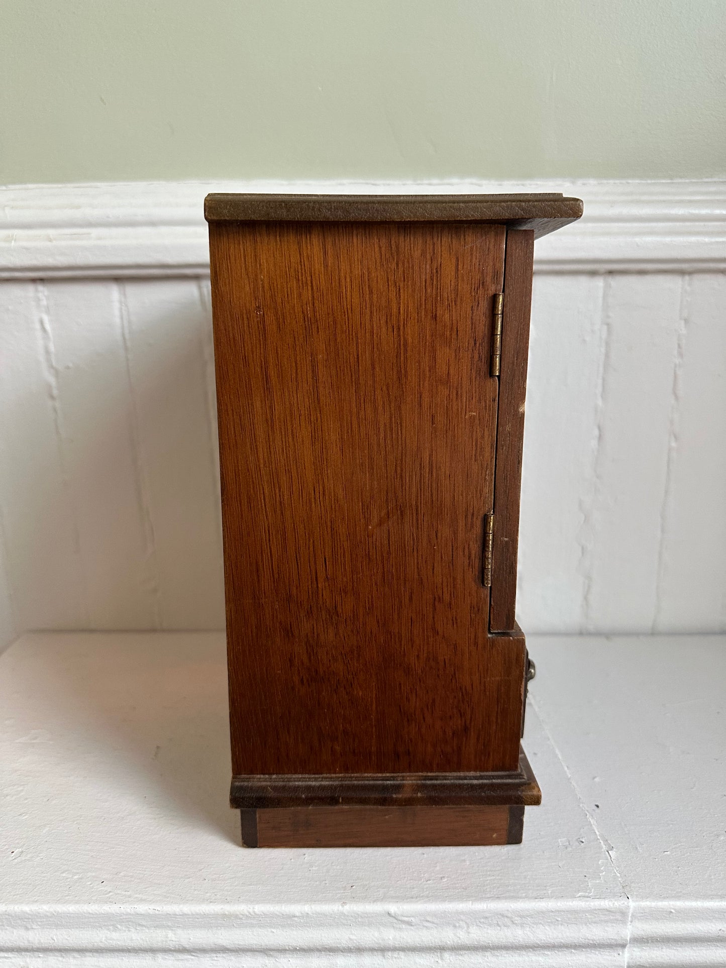 Vintage Wood Armoire Jewelry Box with Doors