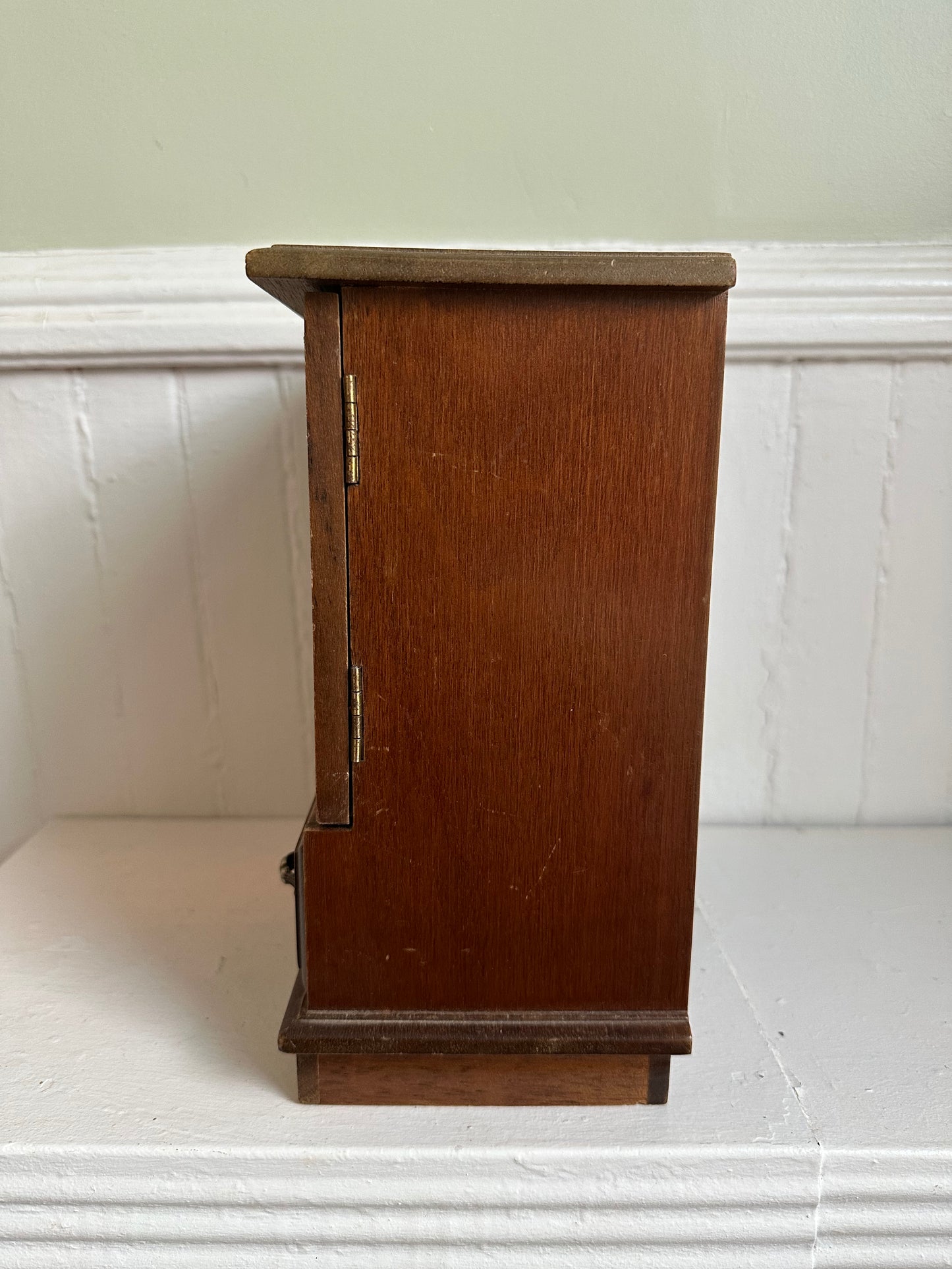Vintage Wood Armoire Jewelry Box with Doors