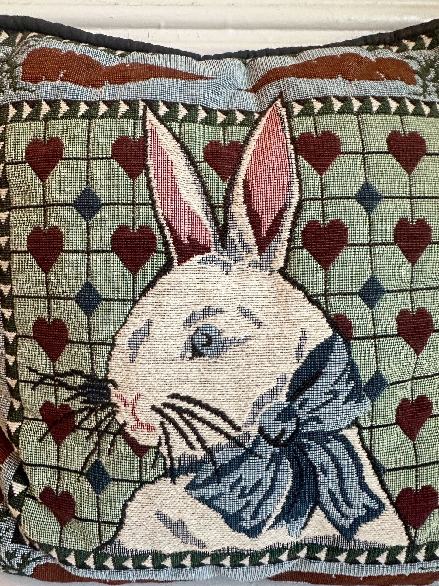 Vintage Rabbit Needlepoint Pillow
