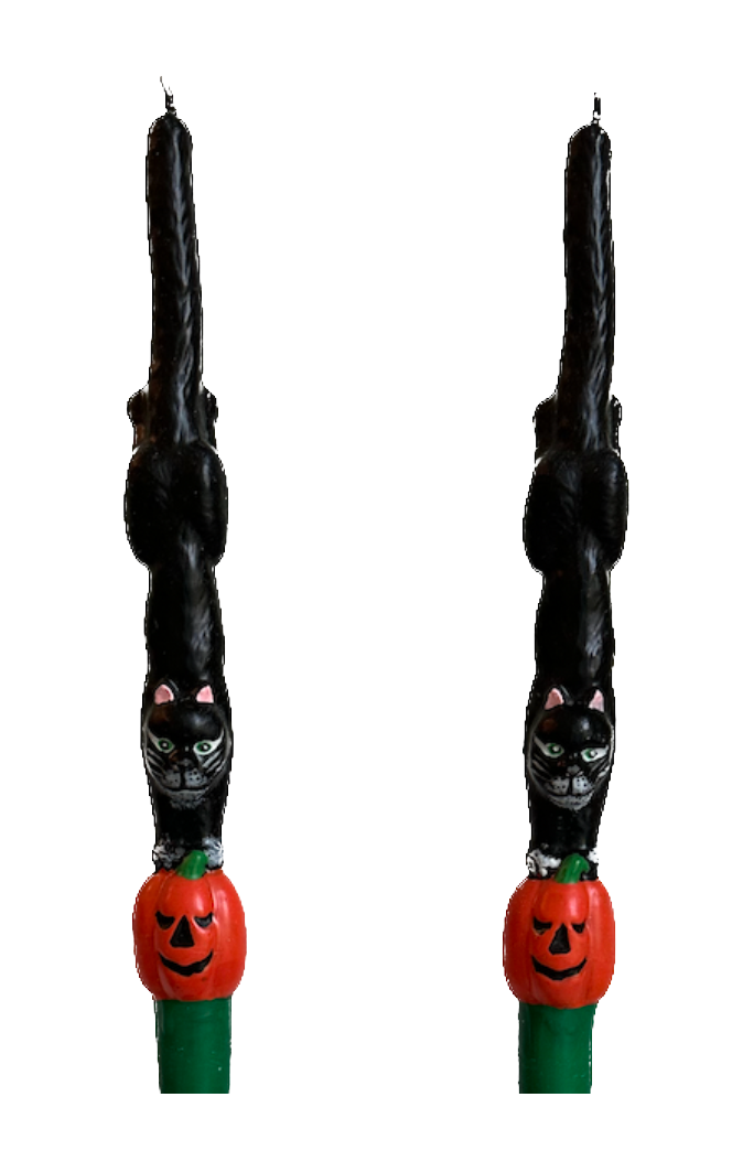 Vintage Halloween Black Cat Taper Candles