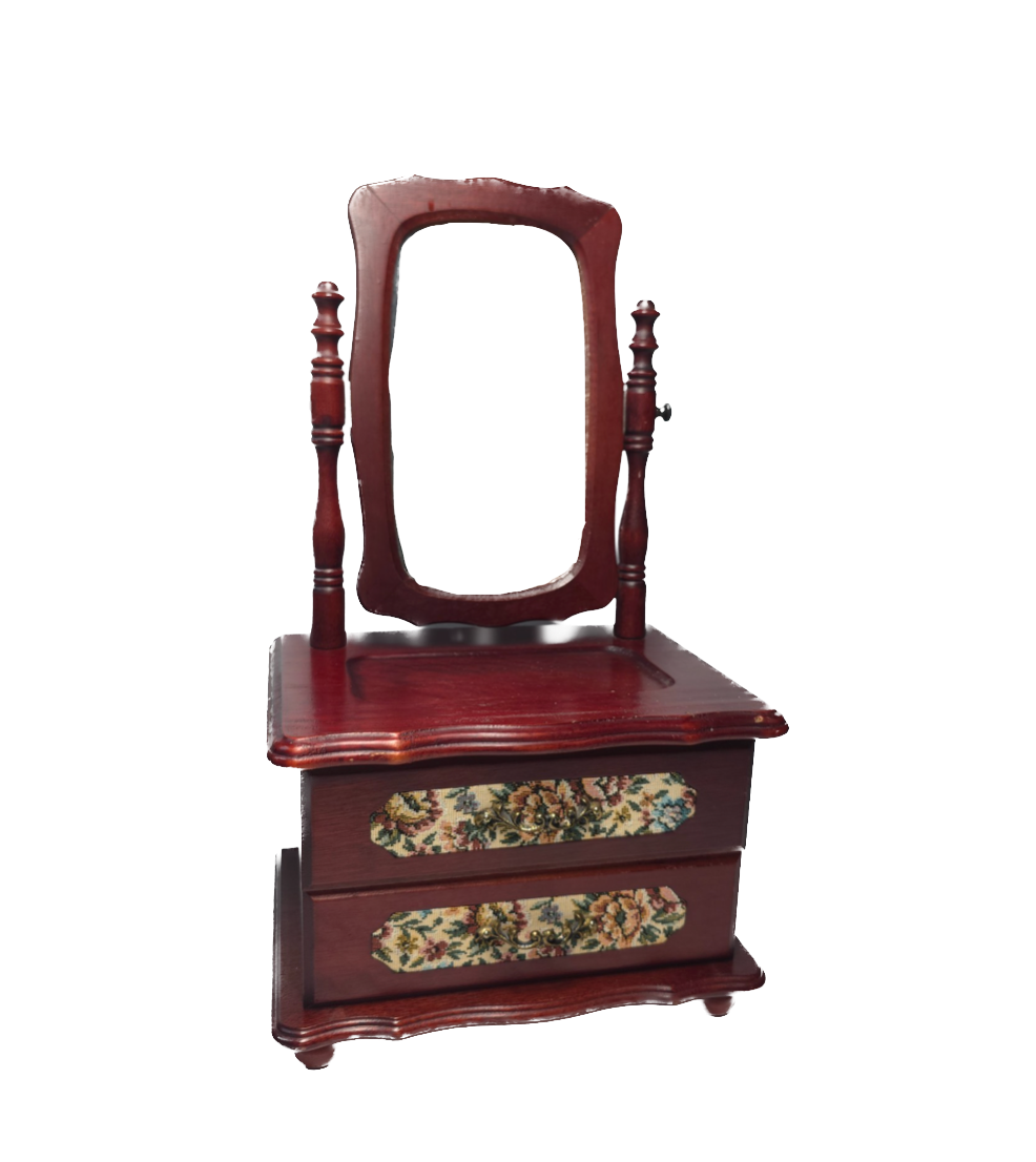 Vintage Mirrored Mini Armoire Jewelry Box