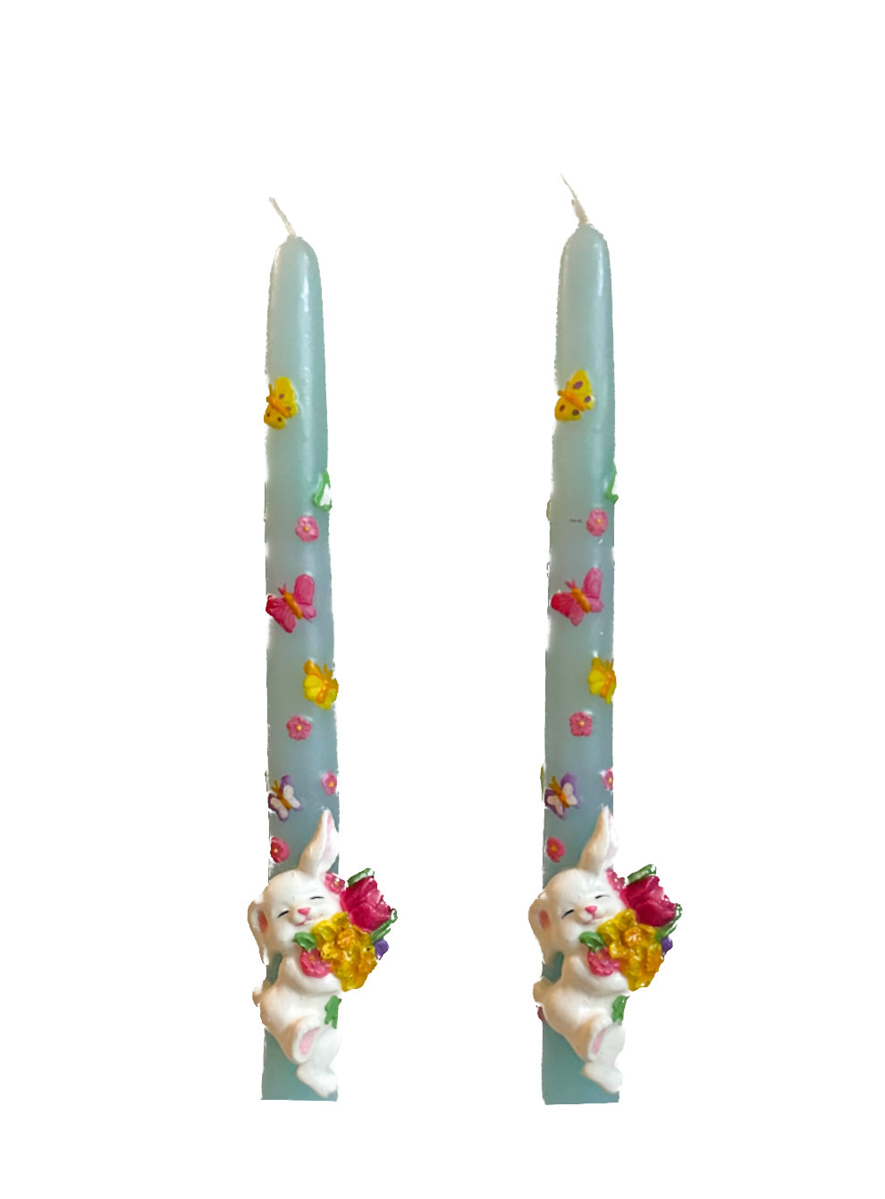 Vintage Bunny Rabbit Butterfly Taper Candles