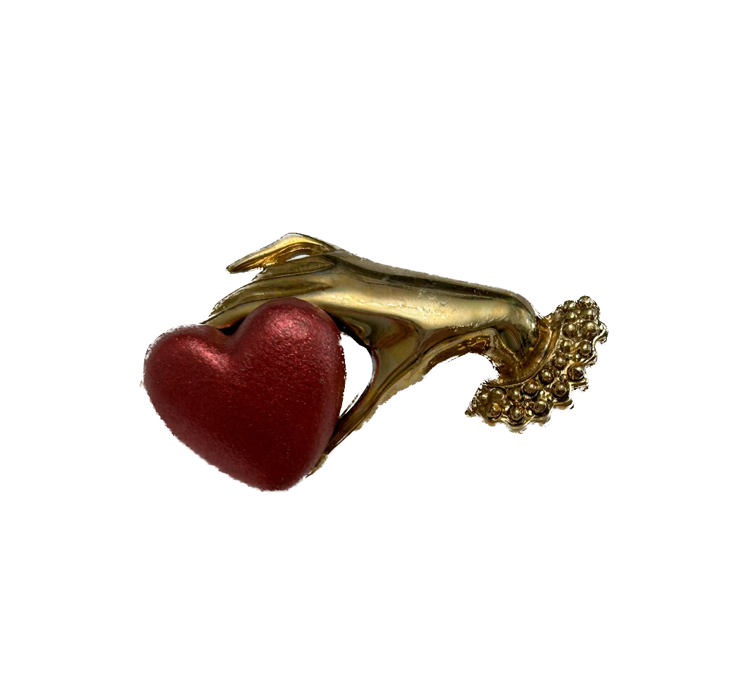 Vintage Hand Holding Heart Pin