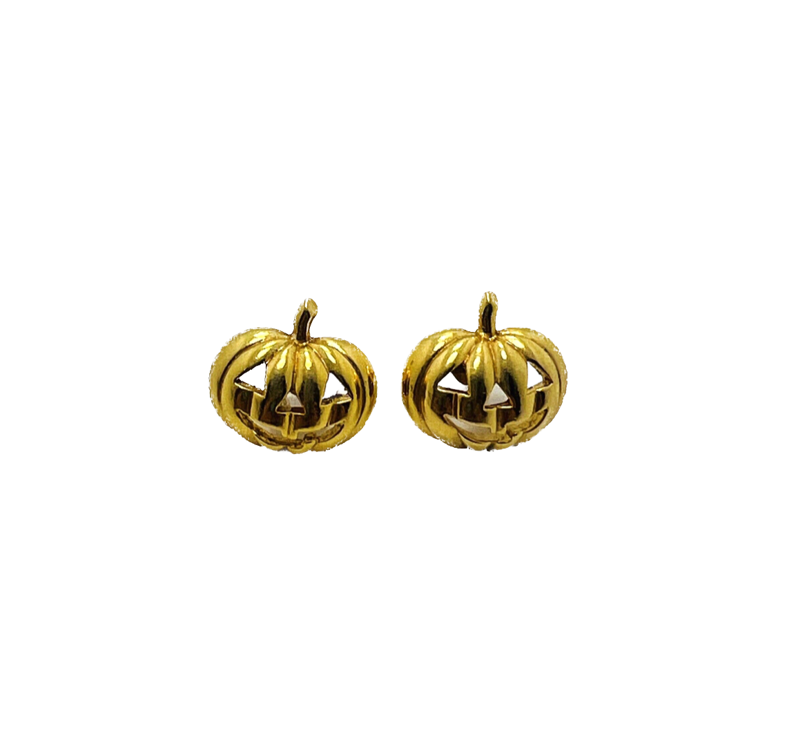 Vintage Gold-Toned Jack-O-Lantern Earrings
