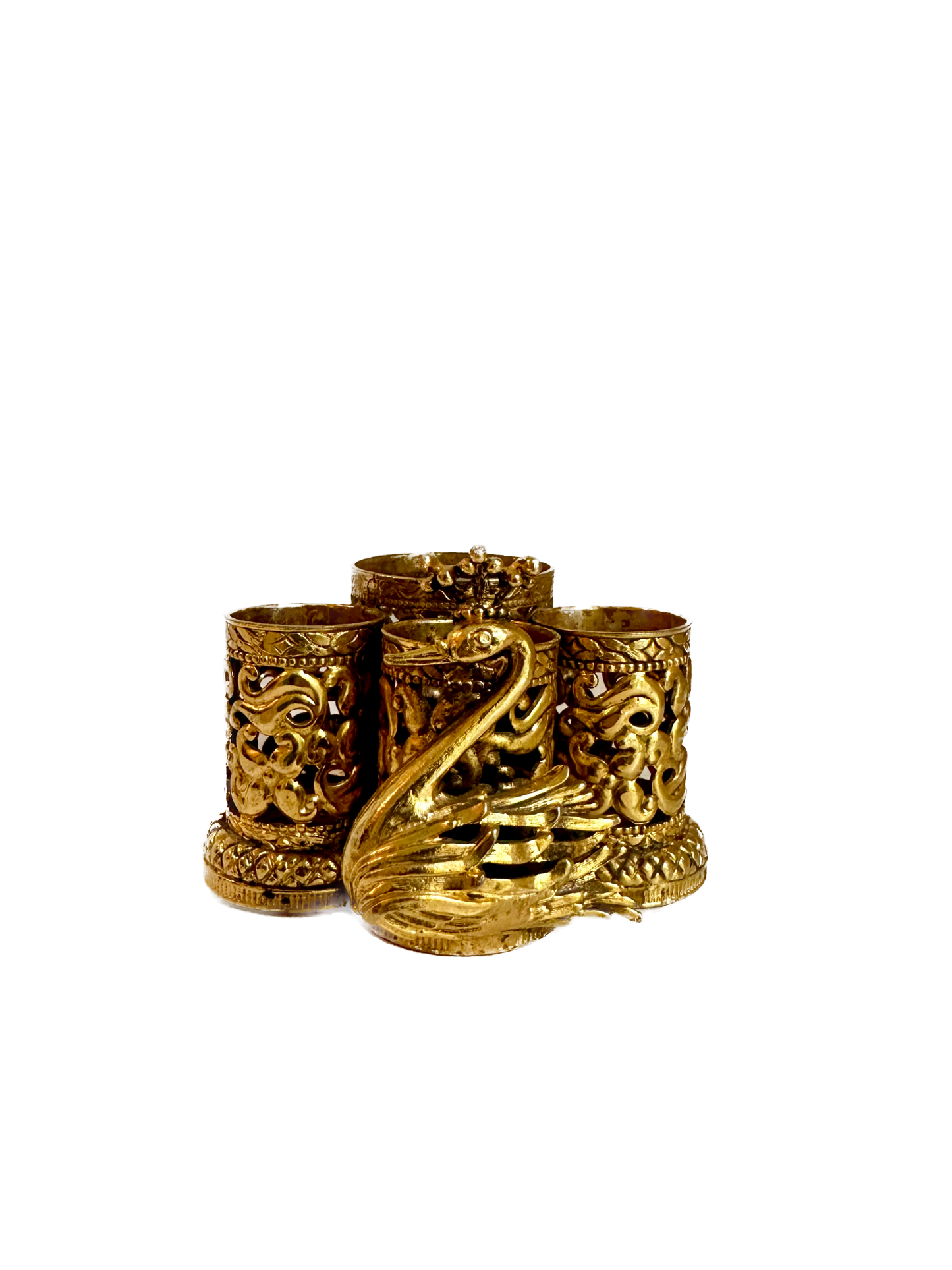Vintage Gold Swan Lipstick Holder
