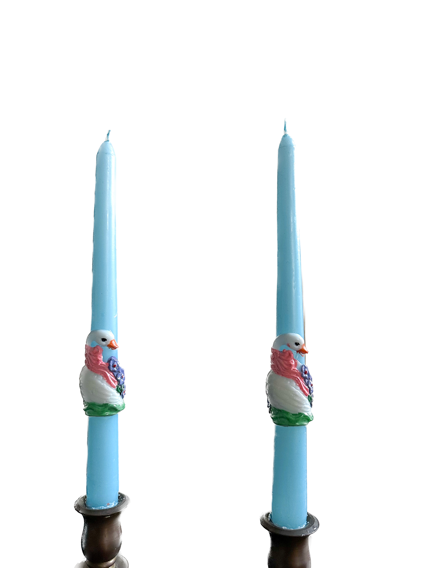 Vintage Blue Swan Taper Candles