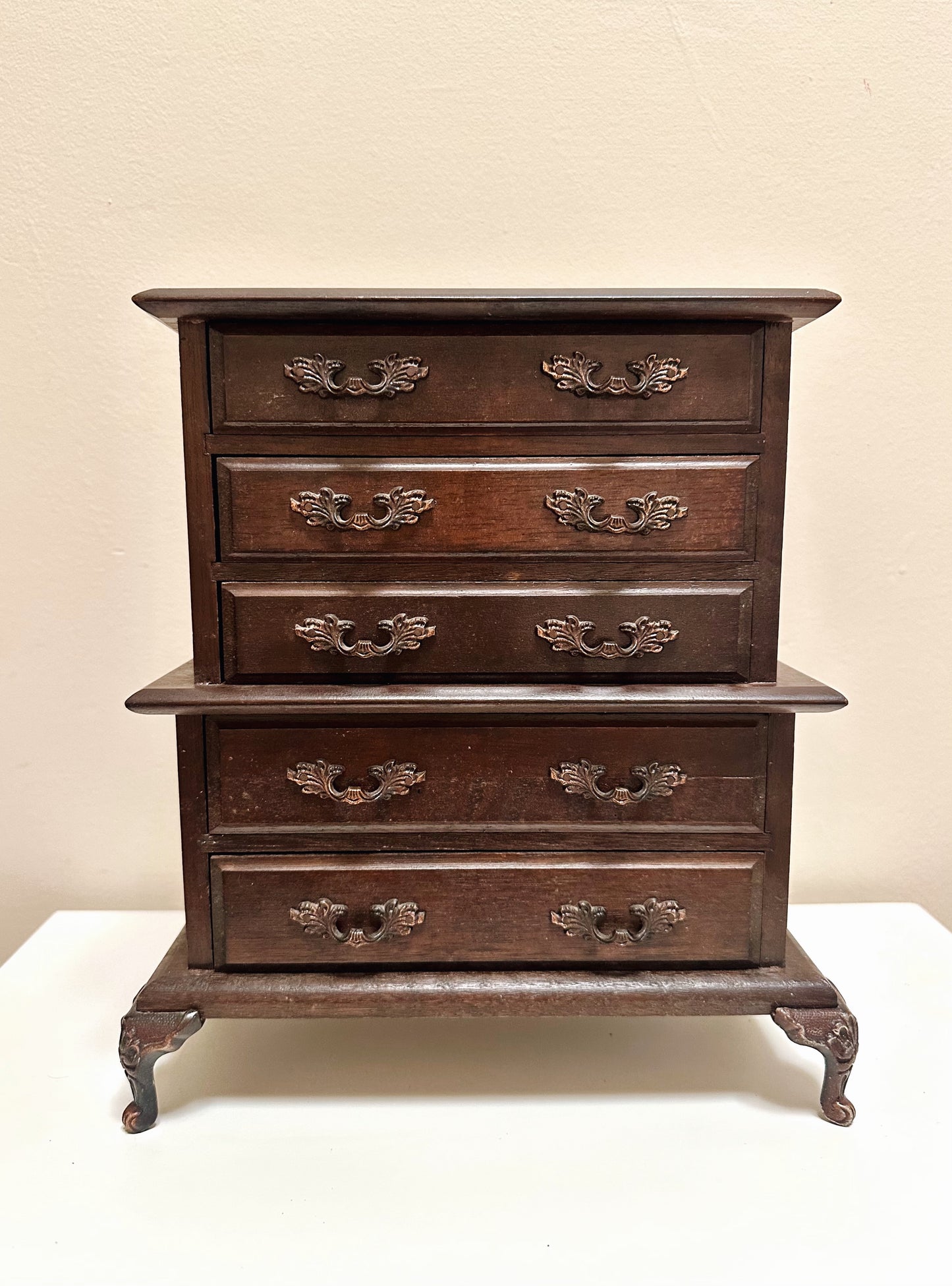 Vintage Footed Dresser Furniture Jewelry Box