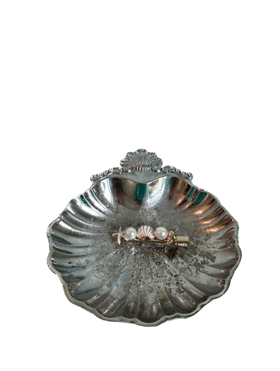 Distressed Silver Shell Trinket Dish