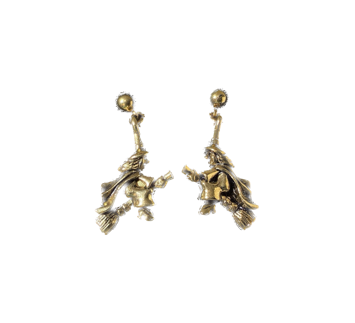 Vintage Gold Witch Dangle Earrings