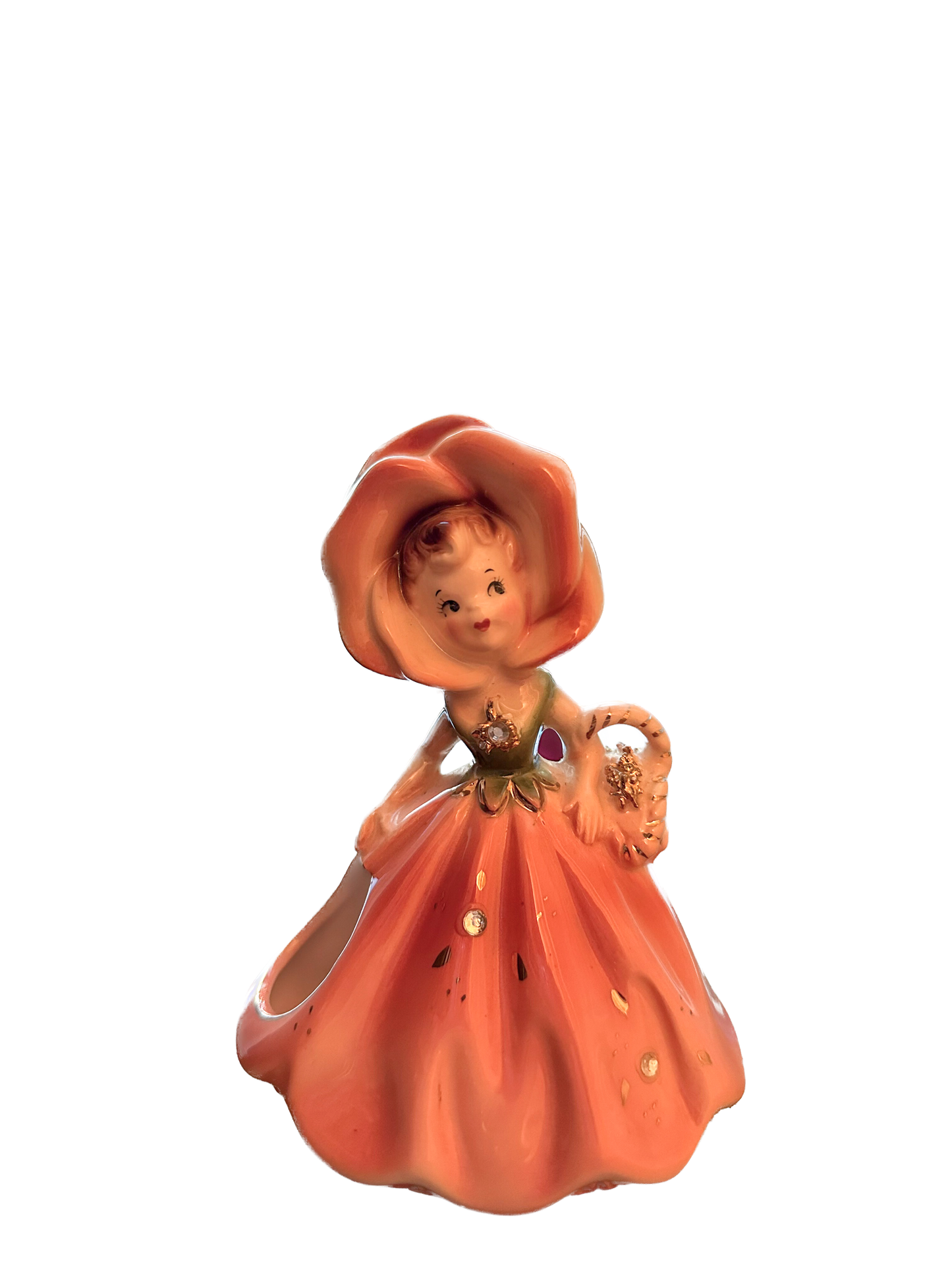 Vintage Pink Flower Girl Planter