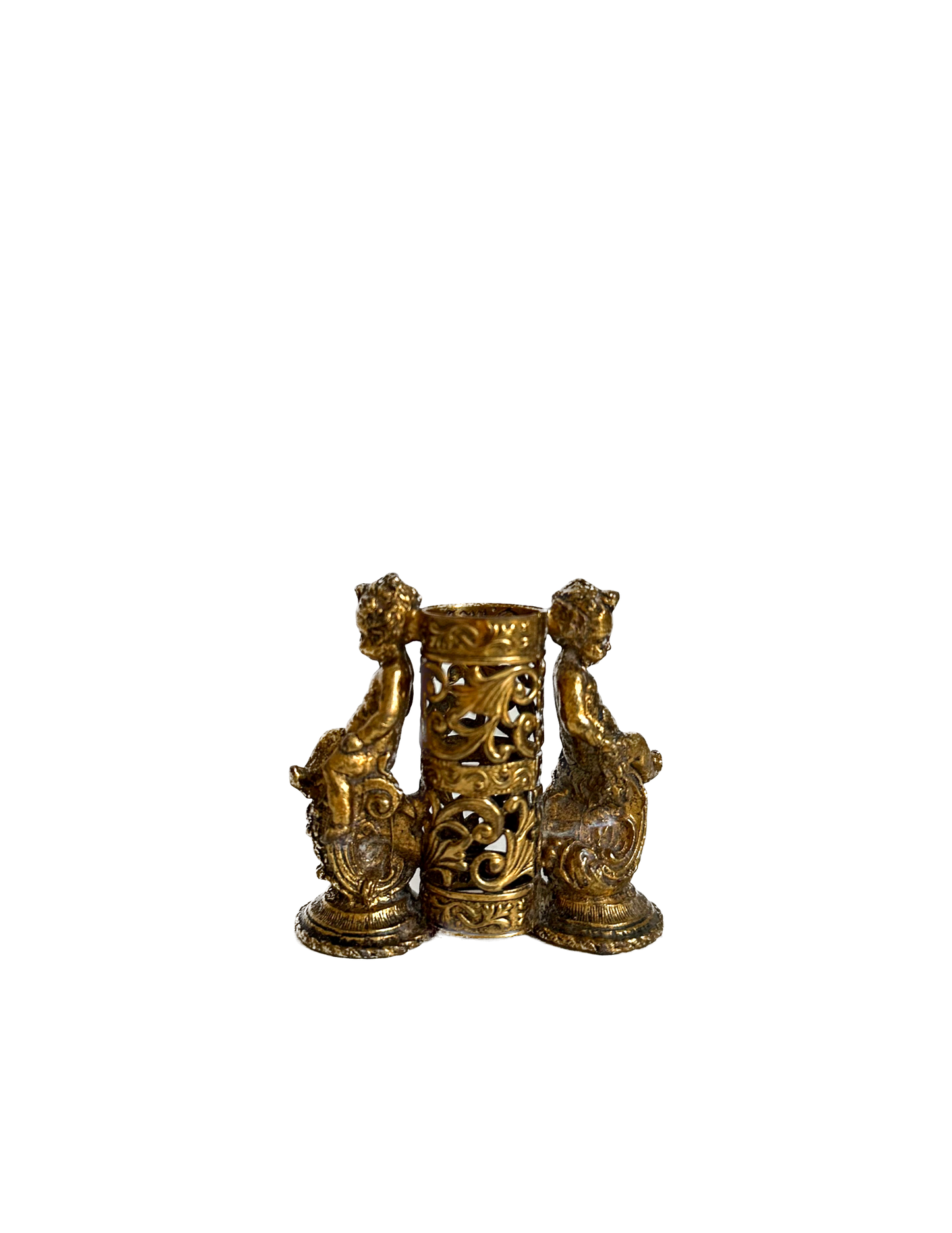 Vintage Gold Cherub Lipstick Holder