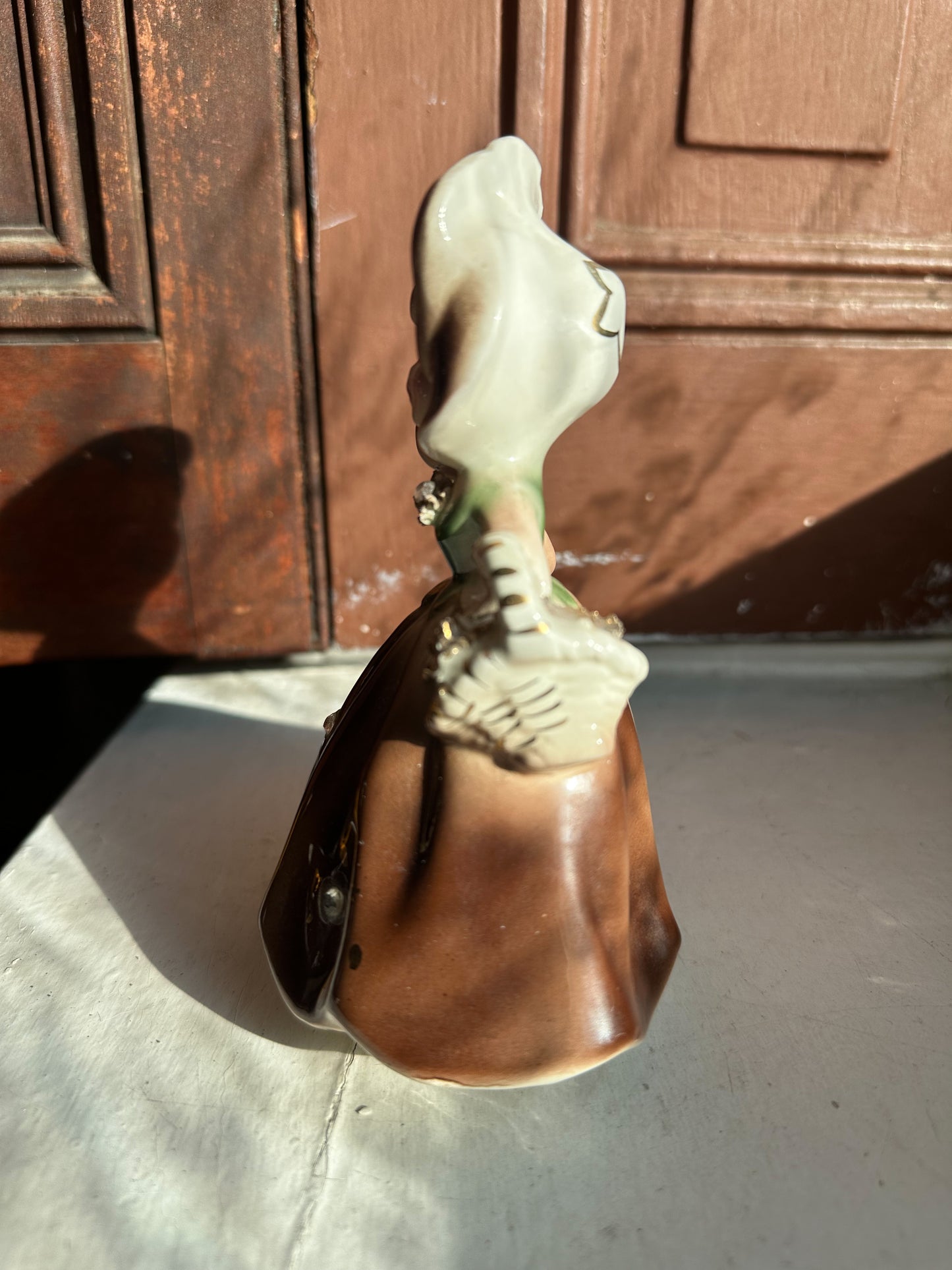 Vintage Brown Flower Girl Planter