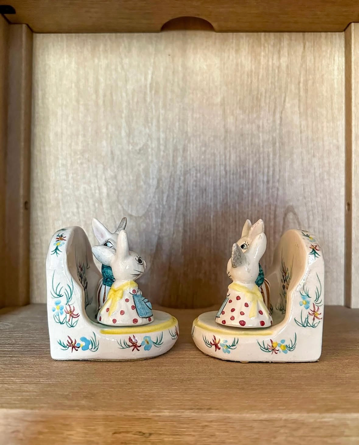 Vintage Mid-Century Ceramic Bunny Bookends